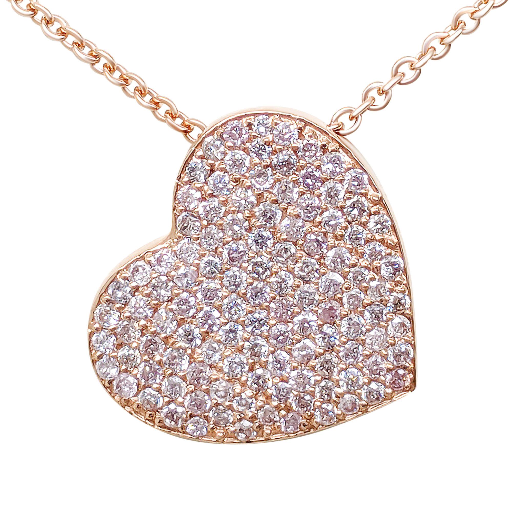 Women's NO RESERVE! 0.44Ct Fancy Pink Diamond 14 kt. Gold Pendant Necklace For Sale