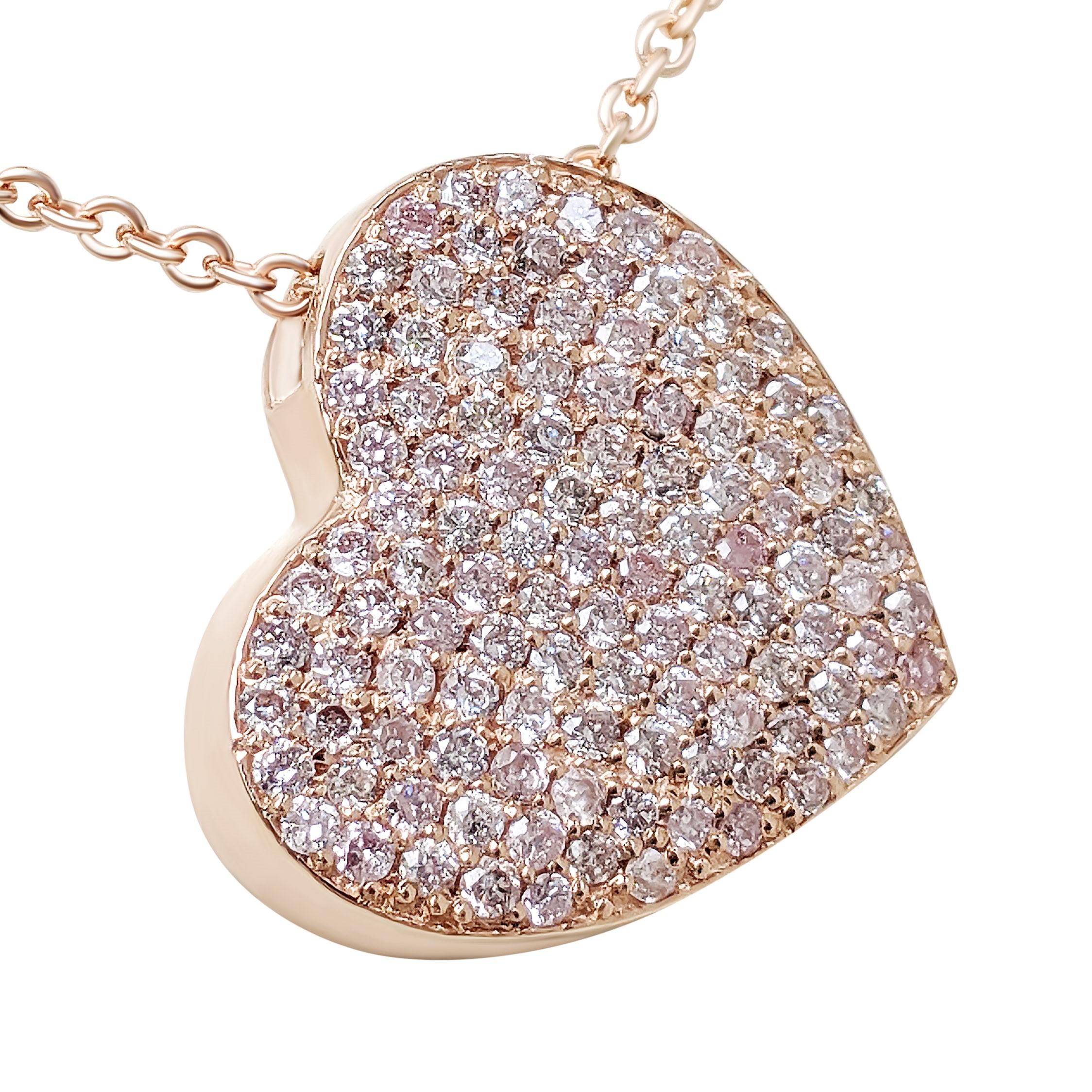 NO RESERVE! 0.44Ct Fancy Pink Diamond 14 kt. Gold Pendant Necklace For Sale 1