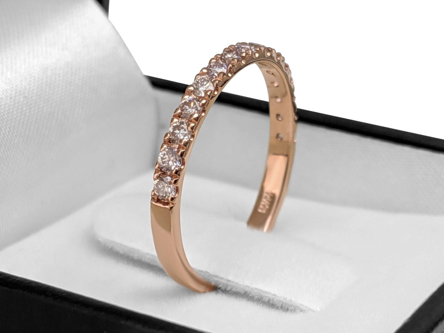 PAS DE RÉSERVE ! 0.45 Carat Fancy Pink Diamond - 14 kt. Bague en or rose Pour femmes en vente