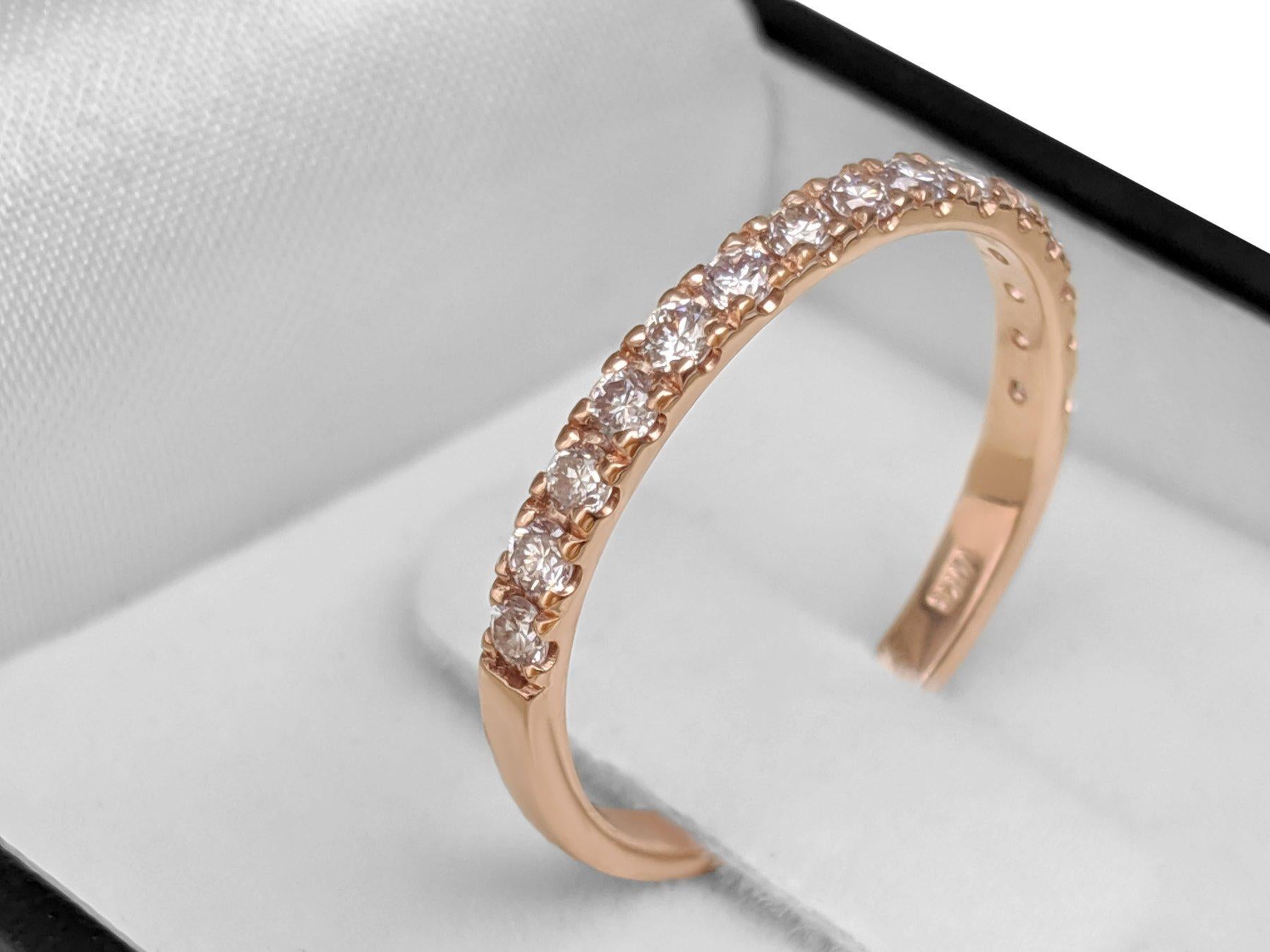 PAS DE RÉSERVE ! 0.45 Carat Fancy Pink Diamond - 14 kt. Bague en or rose en vente 1