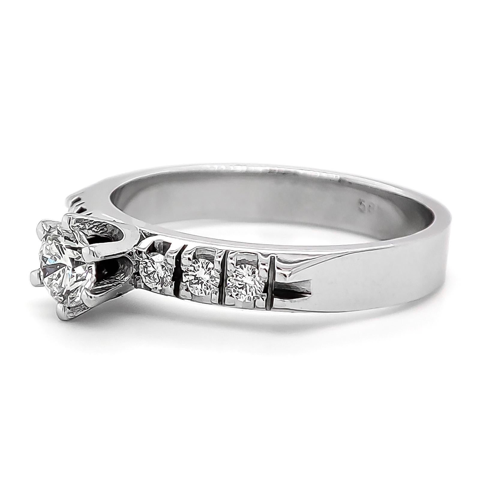 Art Deco NO RESERVE 0.46CTW Diamond Ring 14K White Gold  For Sale