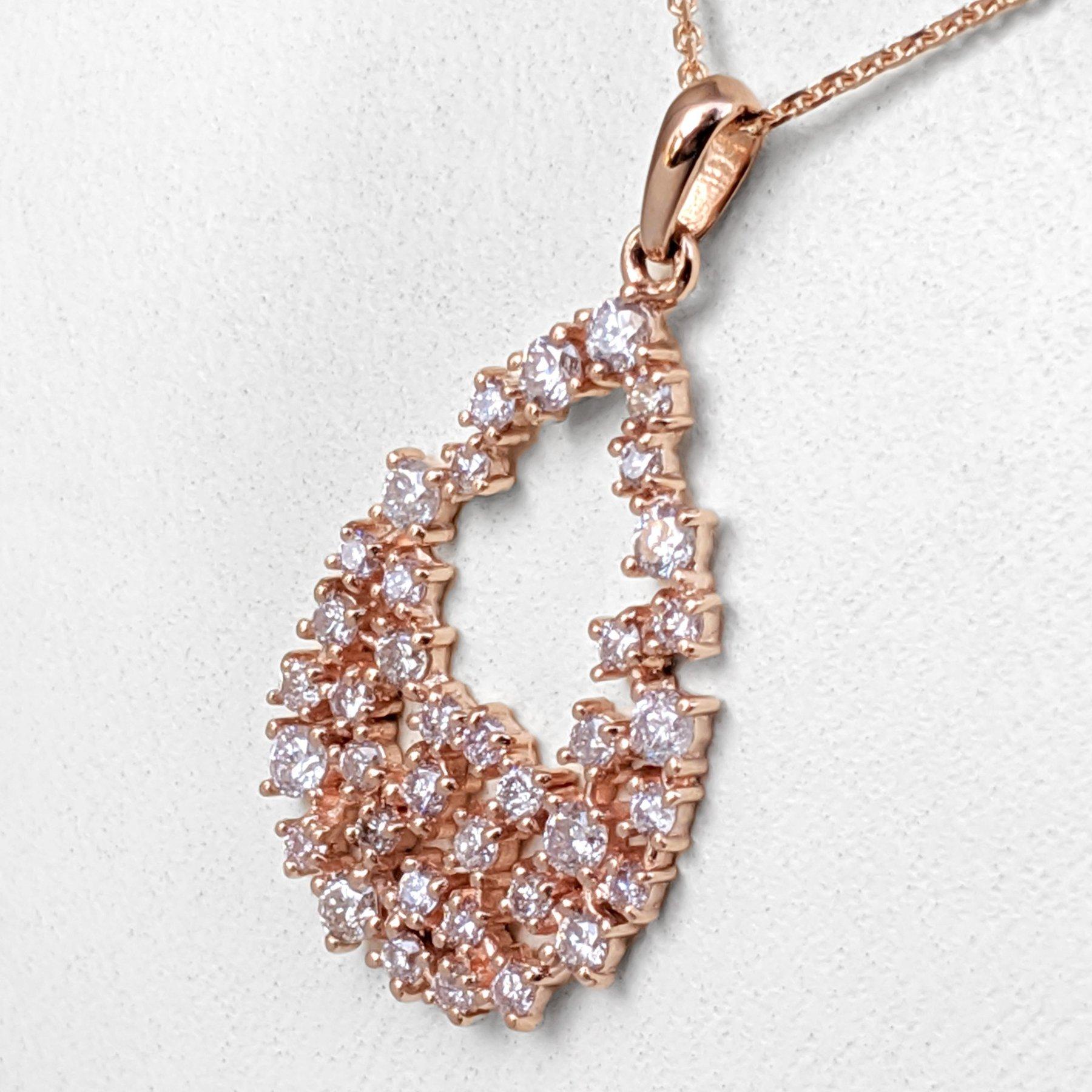 KEIN RESERVE! 0,50 Ct Fancy Pink Diamond 14 kt. Roségold-Anhänger-Halskette (Art déco)