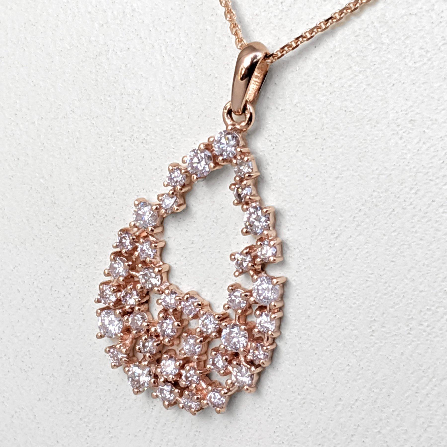KEIN RESERVE! 0,50 Ct Fancy Pink Diamond 14 kt. Roségold-Anhänger-Halskette (Rundschliff)