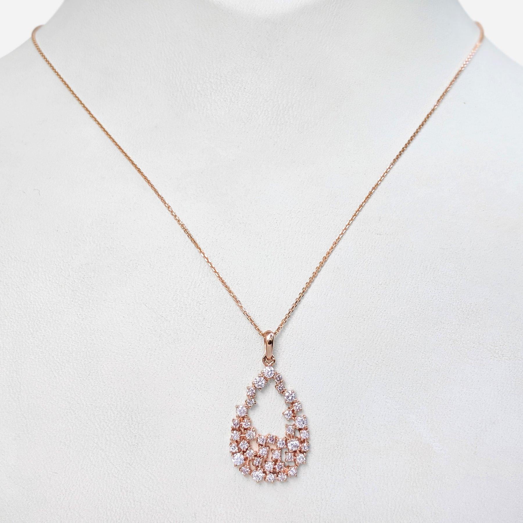 KEIN RESERVE! 0,50 Ct Fancy Pink Diamond 14 kt. Roségold-Anhänger-Halskette im Zustand „Neu“ in Ramat Gan, IL