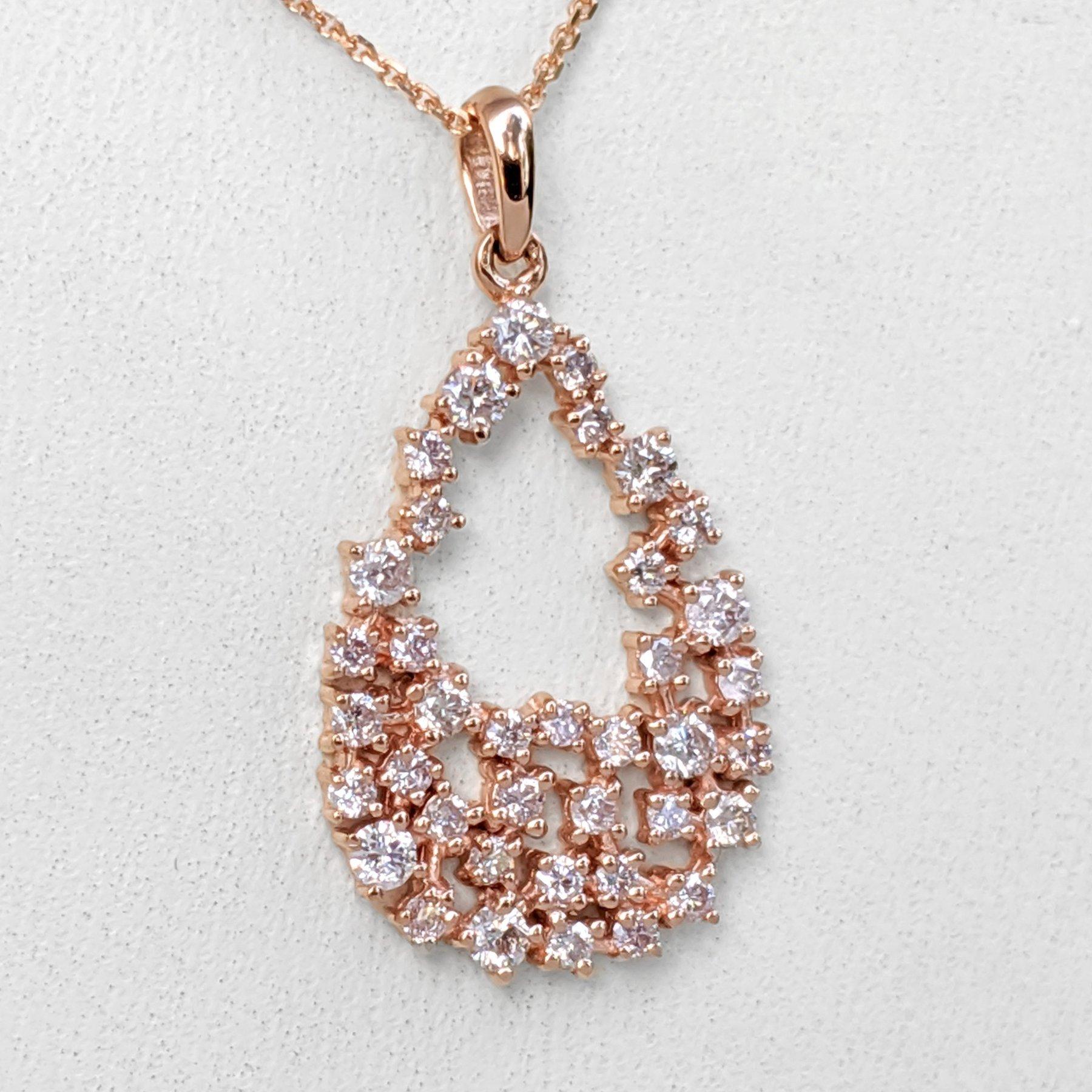 KEIN RESERVE! 0,50 Ct Fancy Pink Diamond 14 kt. Roségold-Anhänger-Halskette Damen