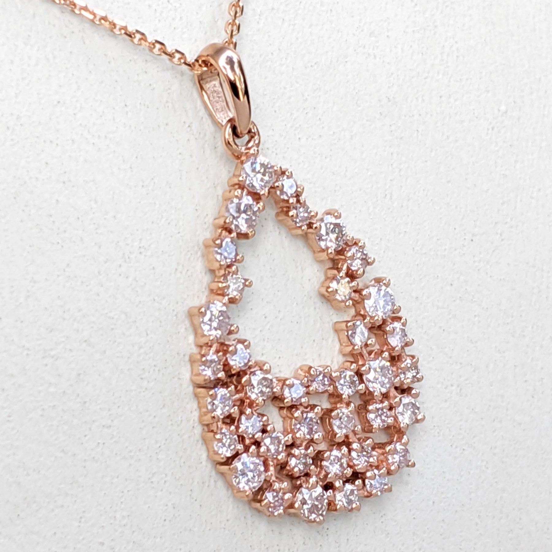 KEIN RESERVE! 0,50 Ct Fancy Pink Diamond 14 kt. Roségold-Anhänger-Halskette 1
