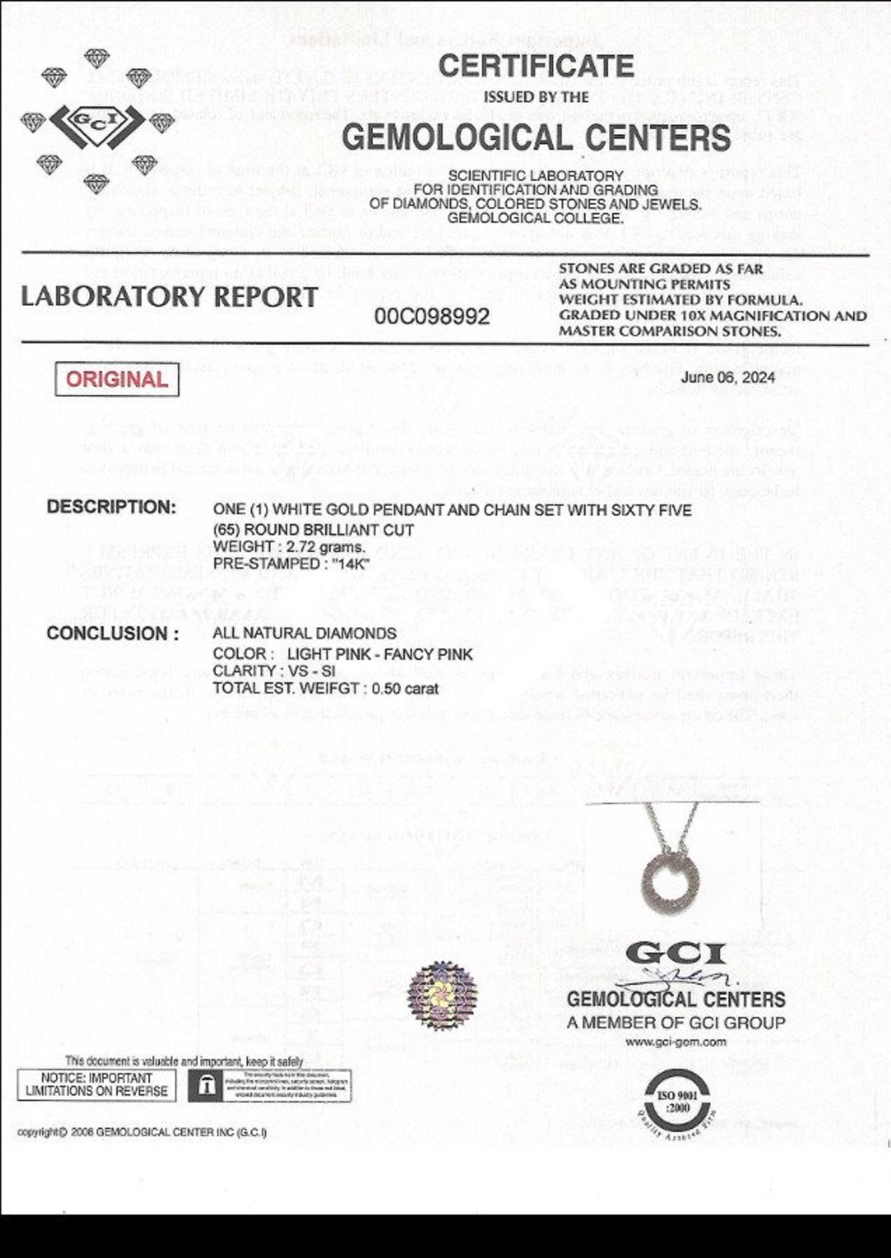 Center Stone:
___________
Natural Diamond
Cut: Round Brilliant
Carat: 0.50 carat
Color: Light Pink - Fancy Pink
Clarity: VS to SI

VAT and TAXES:
Please be aware that your country of residence may impose customs and import duties.
Duties and Taxes