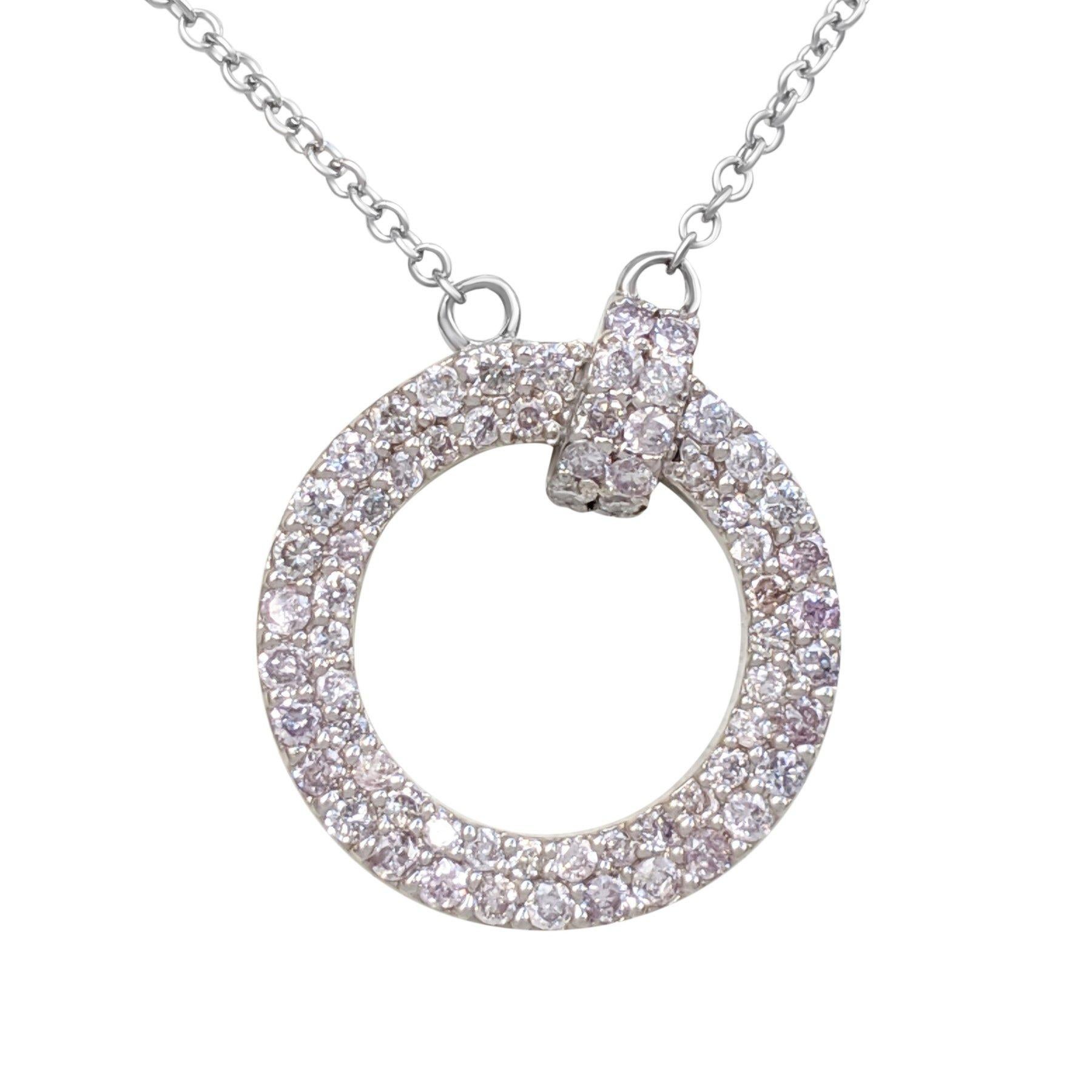 Art Deco NO RESERVE! 0.50 Ct Fancy Pink Diamond 14 kt. White Gold Pendant Necklace