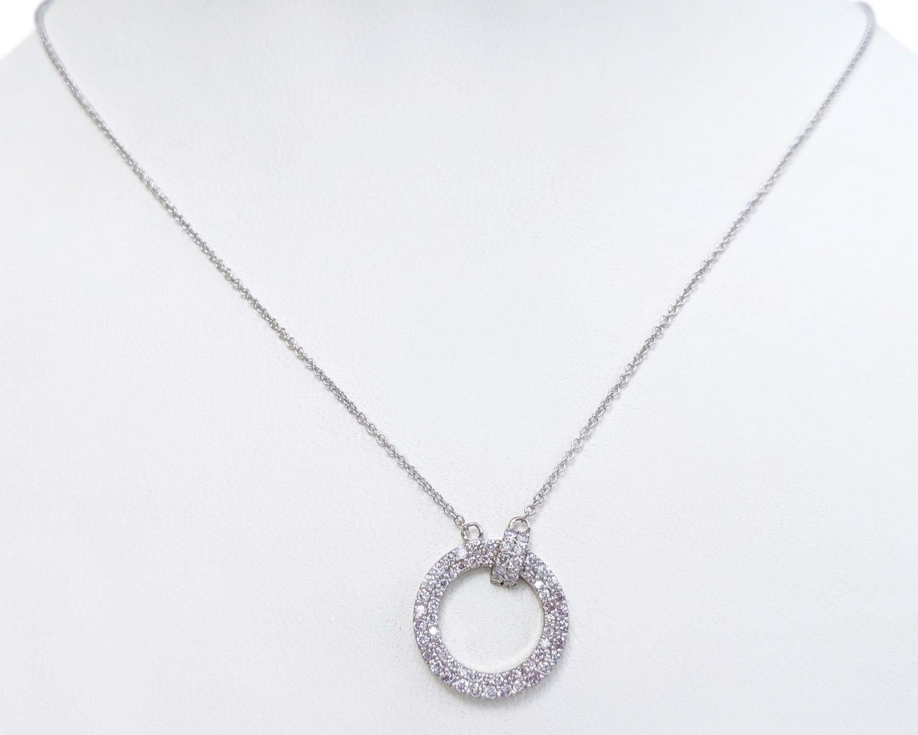 Art Deco NO RESERVE! 0.50 Ct Fancy Pink Diamond 14 kt. White Gold Pendant Necklace For Sale