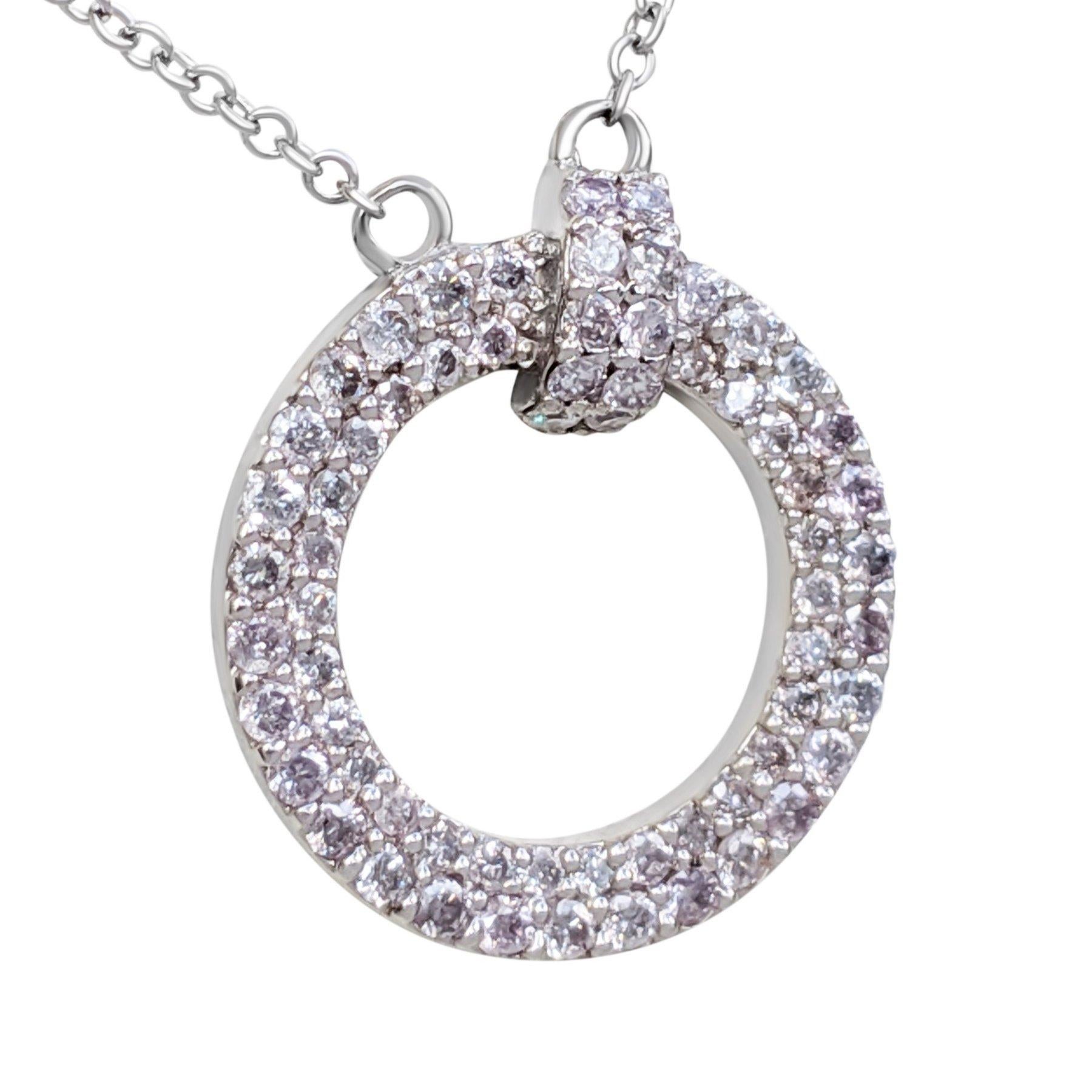 Women's NO RESERVE! 0.50 Ct Fancy Pink Diamond 14 kt. White Gold Pendant Necklace For Sale