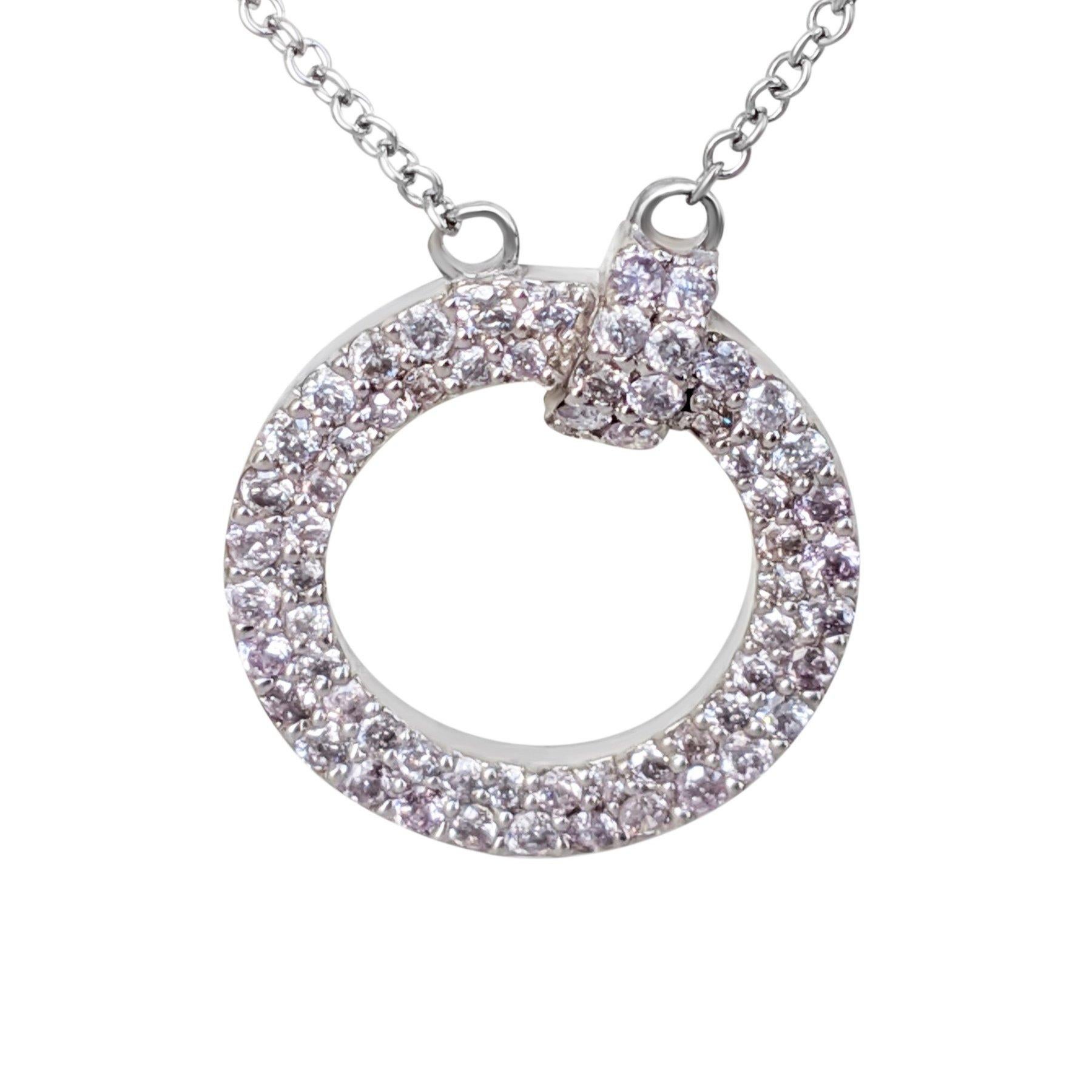 NO RESERVE! 0.50 Ct Fancy Pink Diamond 14 kt. White Gold Pendant Necklace For Sale 1