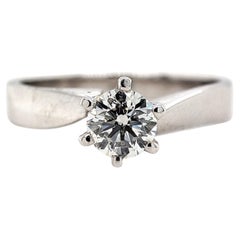 NO RESERVE 0.50CT Solitaire Engagement Diamond Ring 14K White Gold