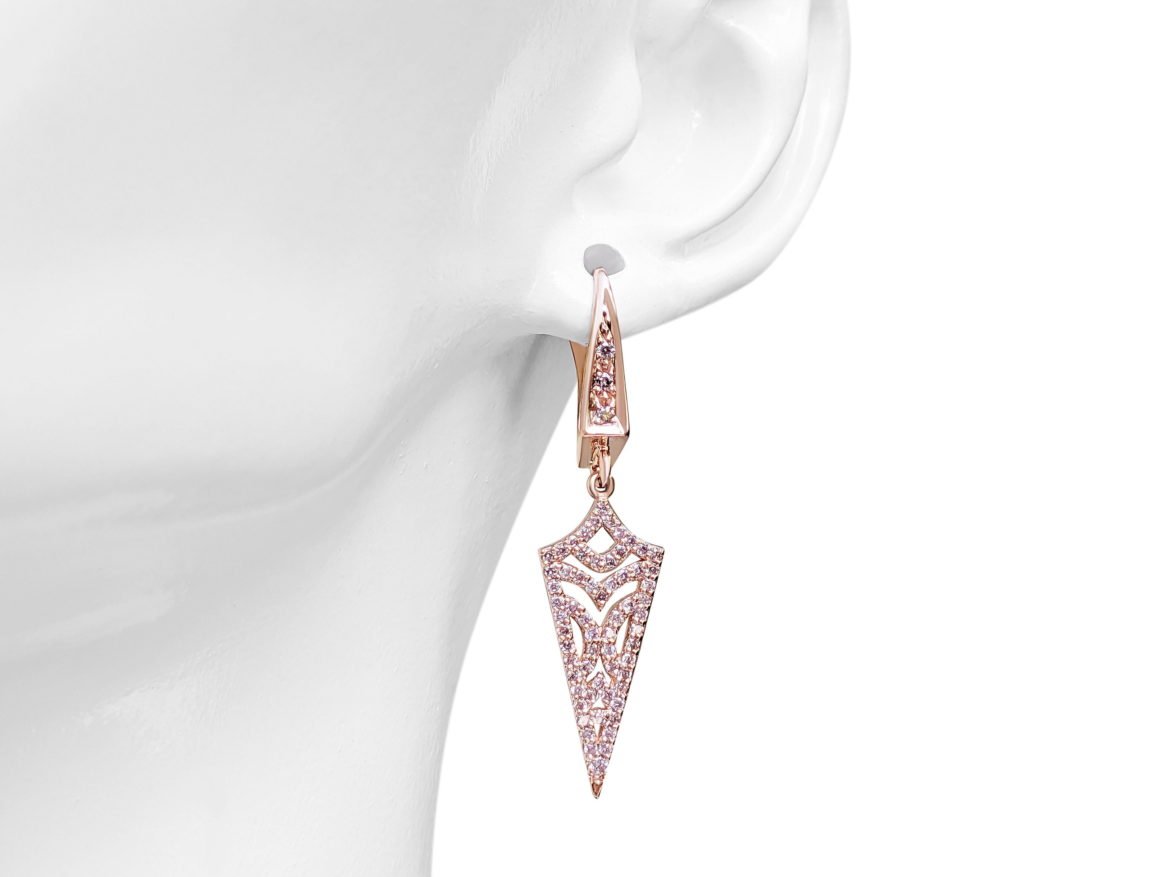 Women's $1 NO RESERVE! 0.50cttw Fancy Pink Diamonds - 14 kt. Rose gold - Earrings