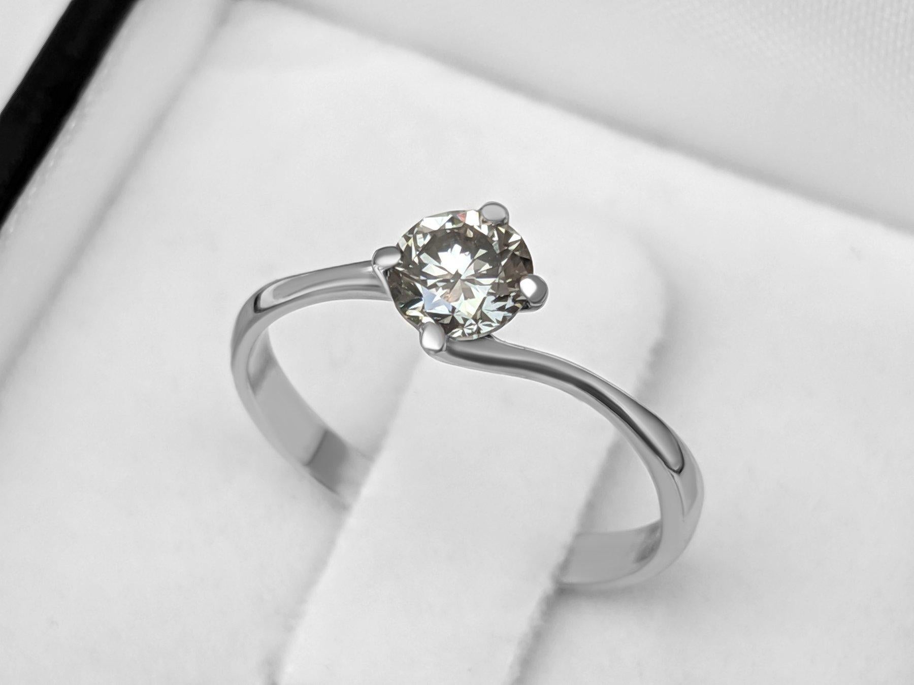 Art Deco NO RESERVE! 0.51 Fancy Grey Diamonds - 14K White Ring For Sale