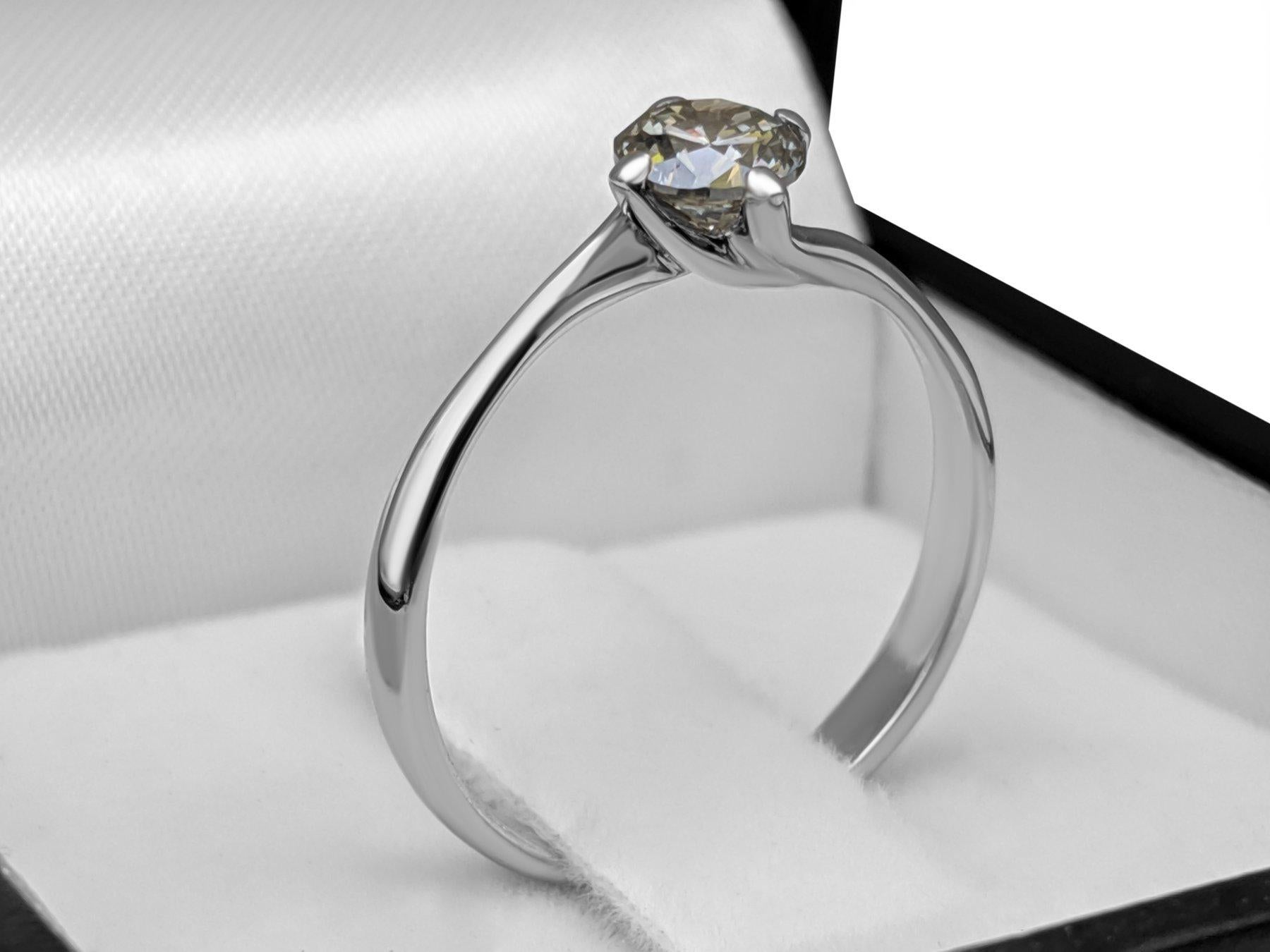 Round Cut NO RESERVE! 0.51 Fancy Grey Diamonds - 14K White Ring For Sale