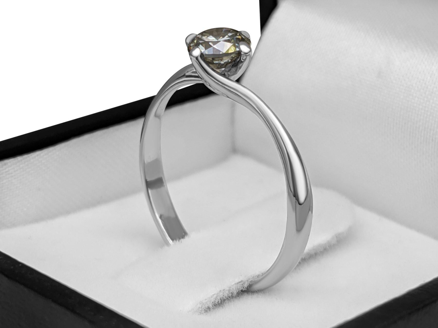NO RESERVE! 0.51 Fancy Grey Diamonds - 14K White Ring For Sale 1