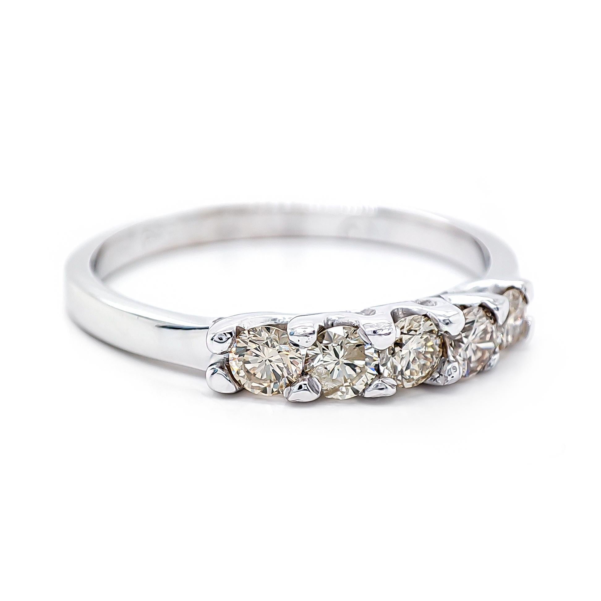 Art Deco 0.55 Round Diamond 14k White Gold Ring