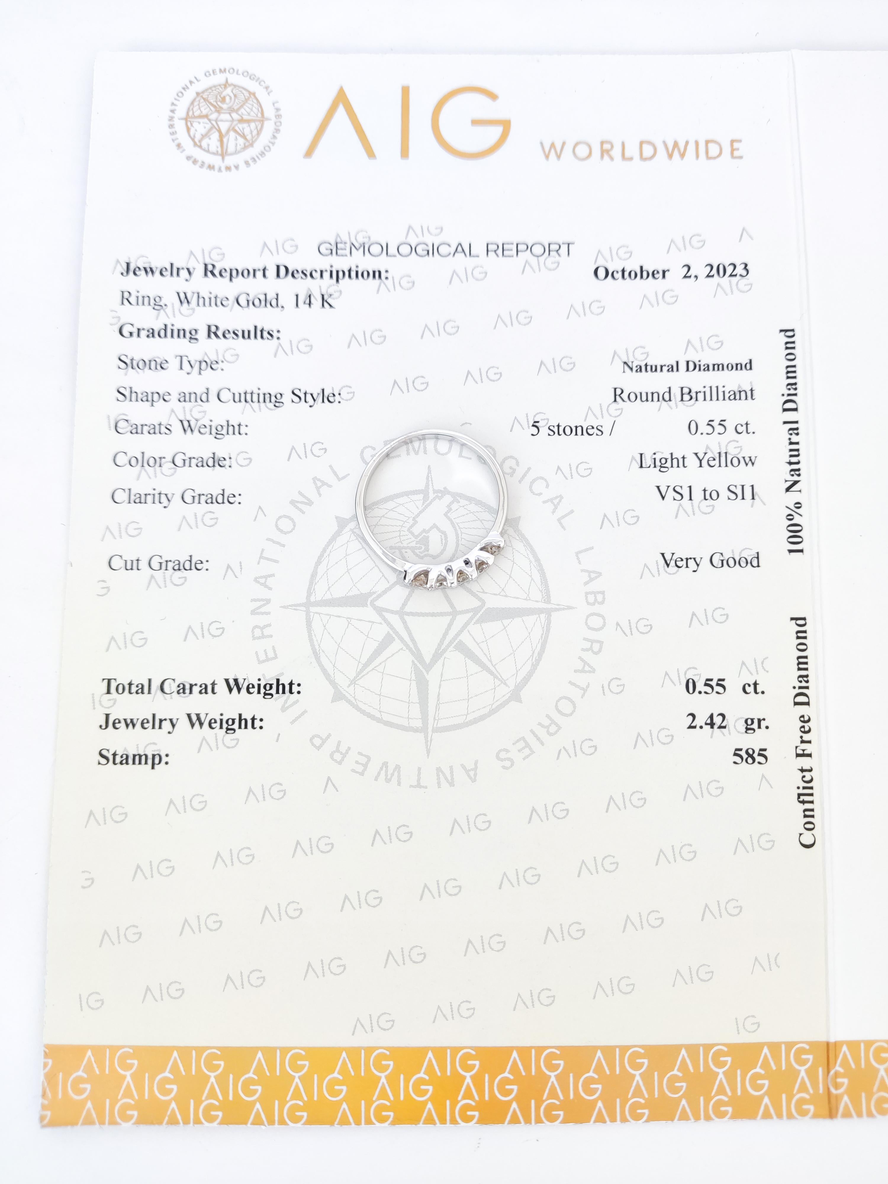 Women's 0.55 Round Diamond 14k White Gold Ring