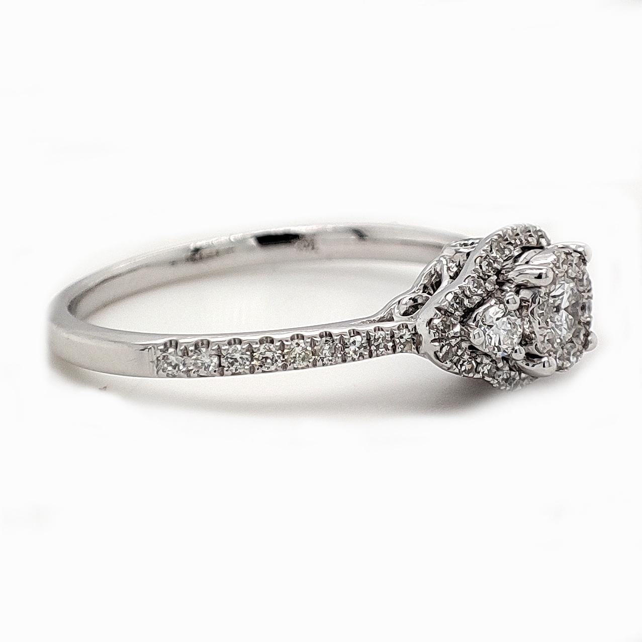 Art Deco NO RESERVE 0.56CT Diamond Ring 14K White Gold For Sale