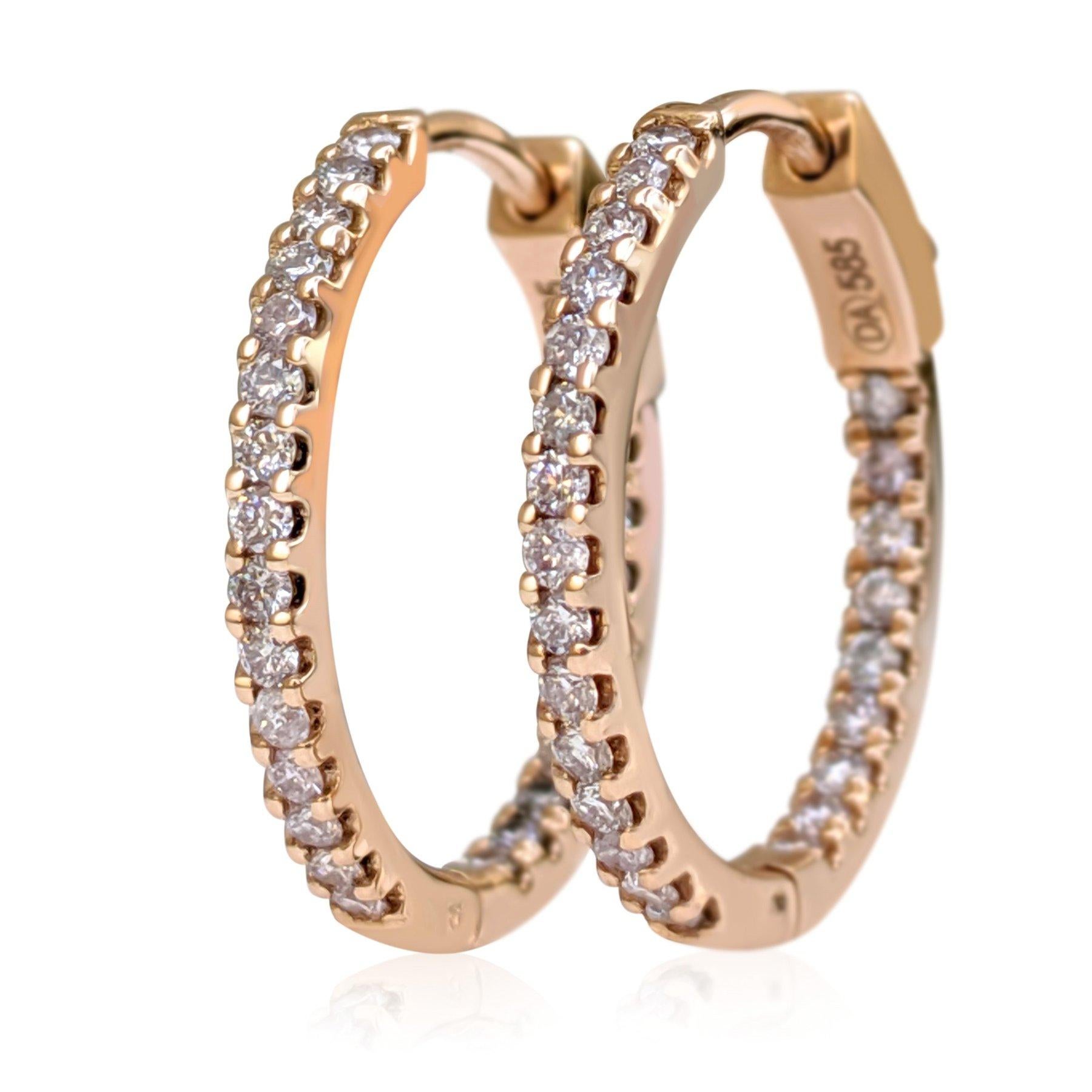 Women's $1 NO RESERVE!  0.60 Cttw Fancy Pink Diamond - 14kt gold - Rose gold - Earrings