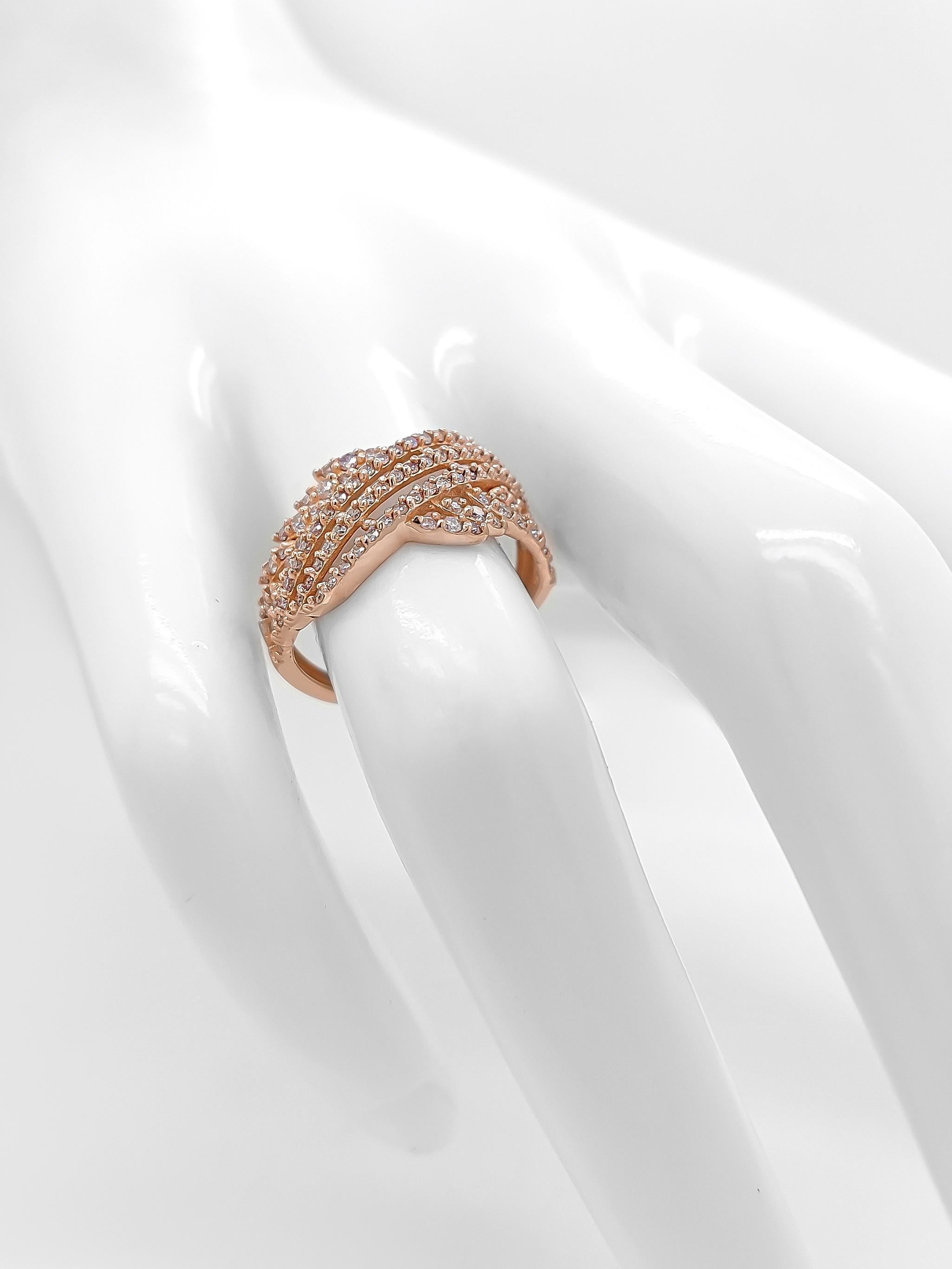 Women's 0.60 Carat Round Fancy Pink Diamond Ring 14k Rose Gold For Sale