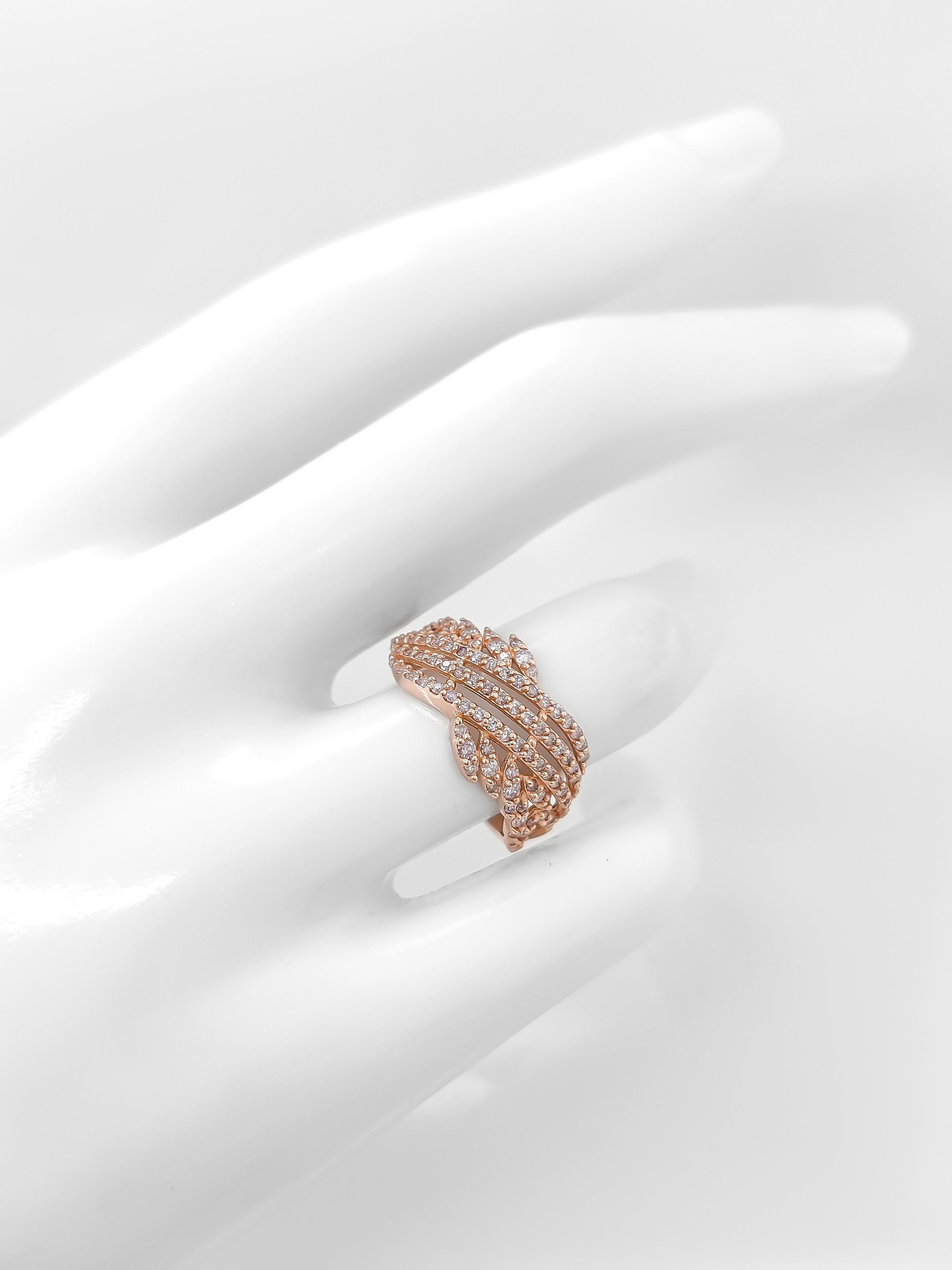 0.60 Carat Round Fancy Pink Diamond Ring 14k Rose Gold For Sale 1
