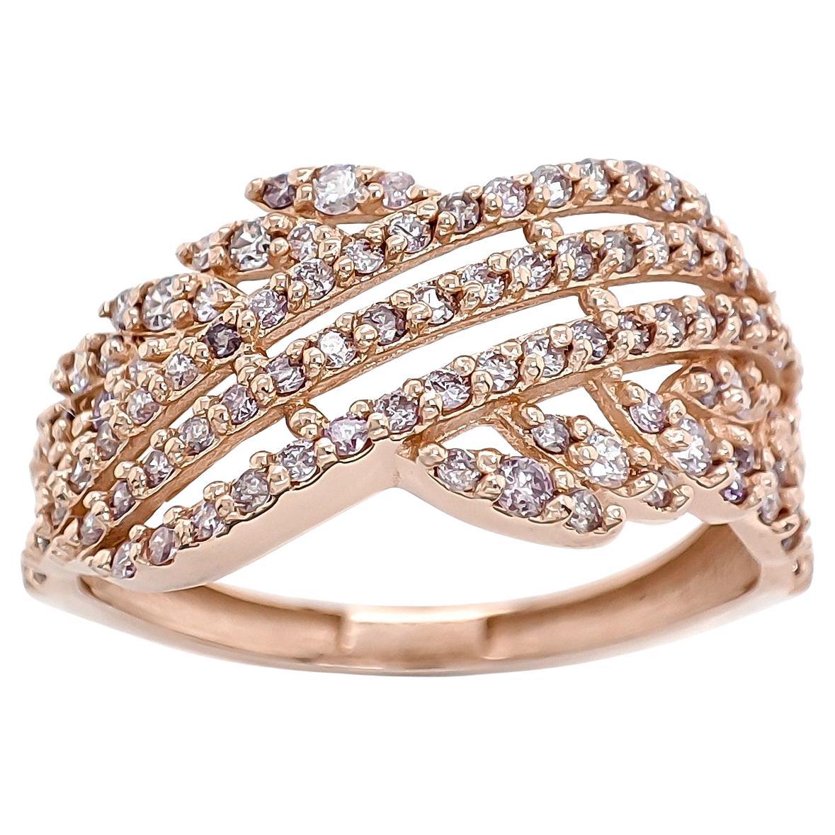 0,60 quilates Anillo de Diamante Rosa de Fantasía Redondo Oro Rosa 14k