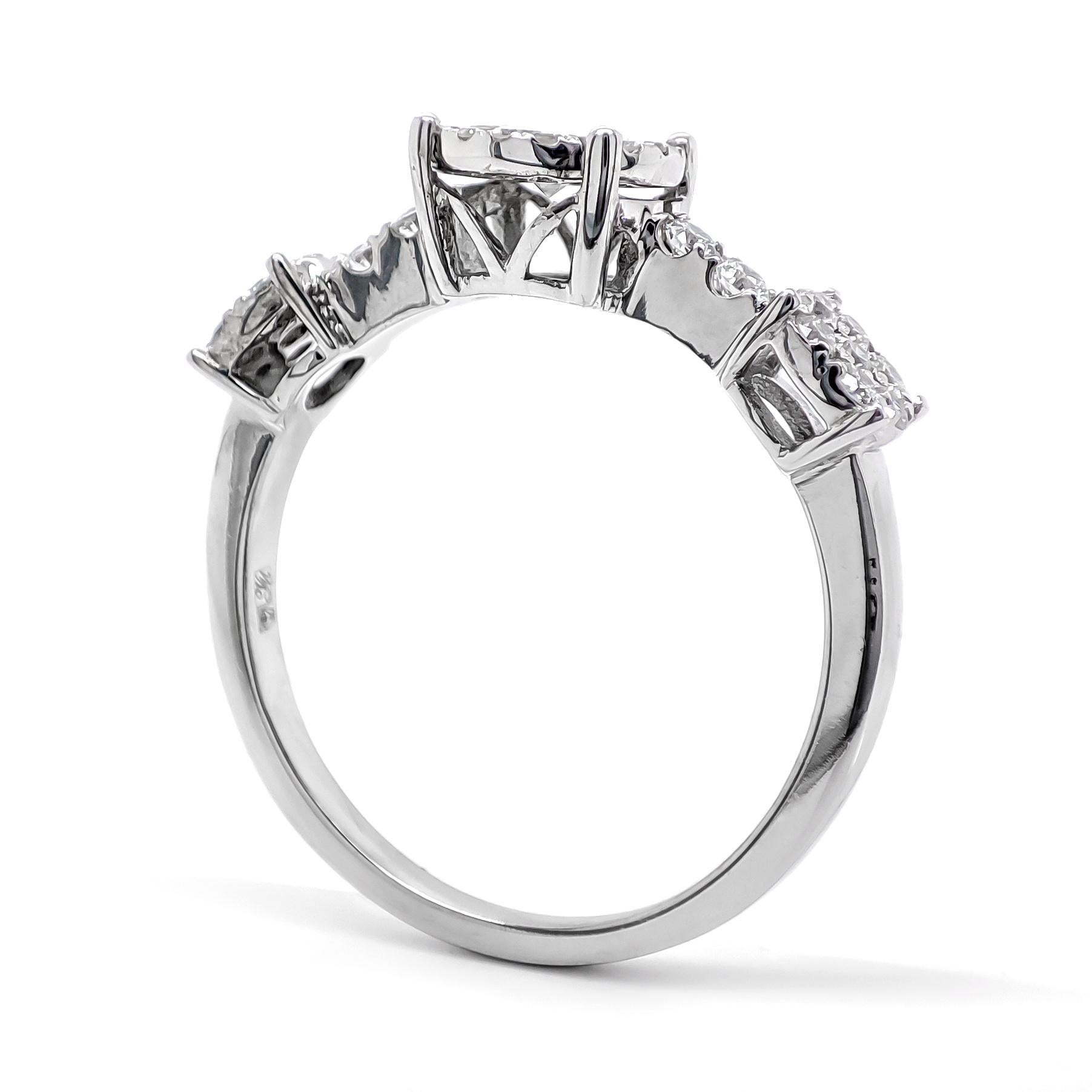 Art Deco 0.60ct Round Diamond 14k White Gold Ring For Sale