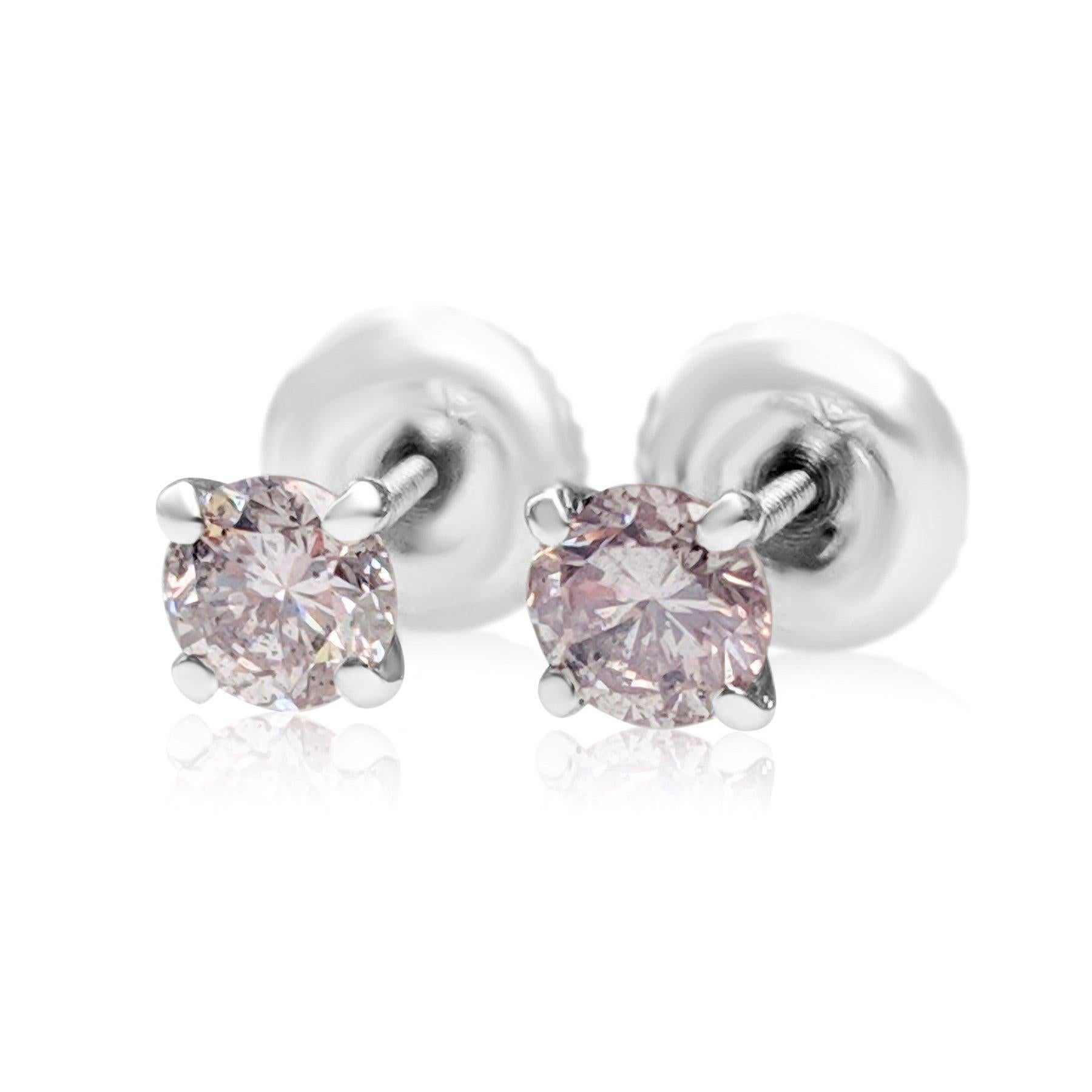 KEIN RESERVE! - 0,63 Karat Fancy Pink Diamond - 14 kt. Weißgold - Ohrringe im Zustand „Neu“ im Angebot in Ramat Gan, IL