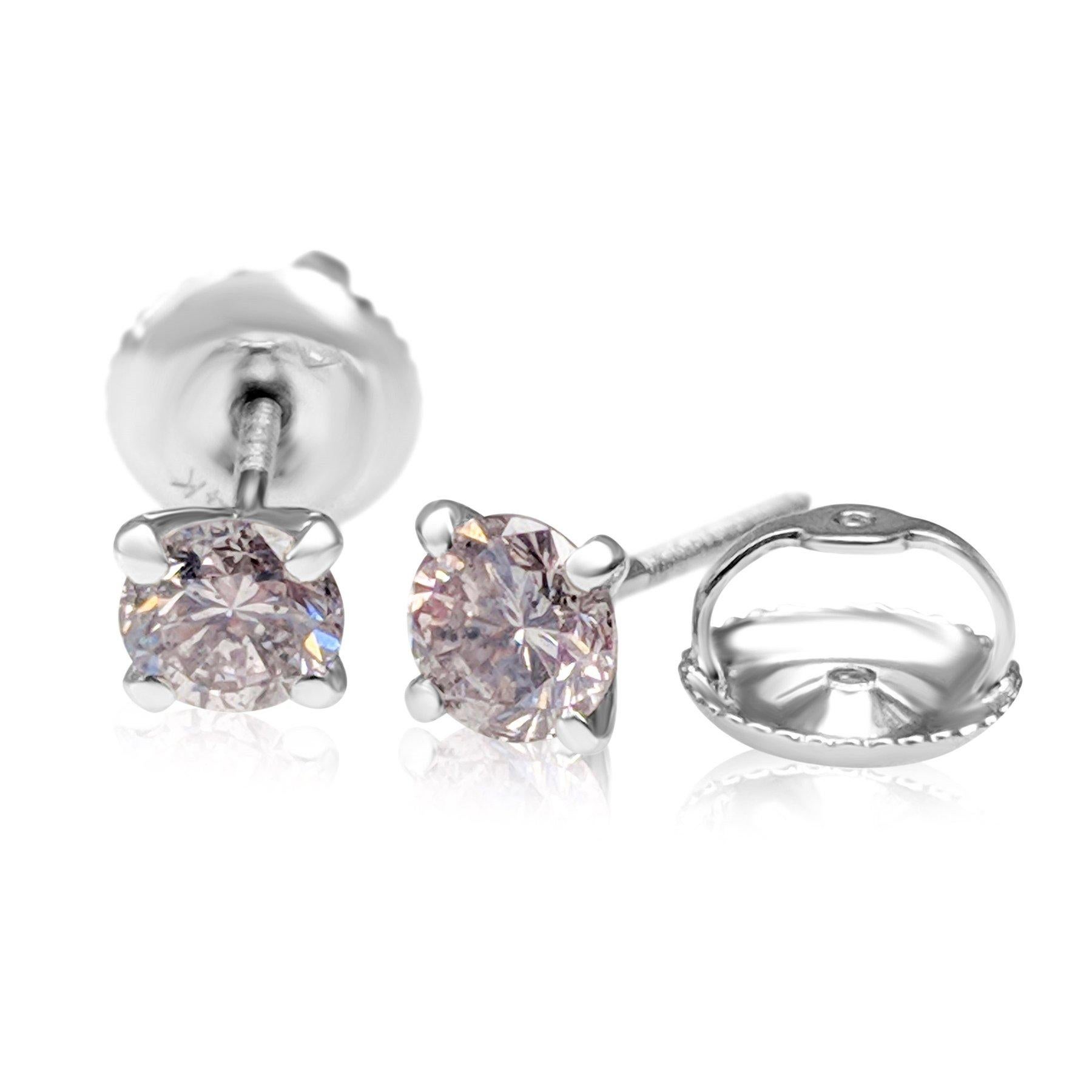 KEIN RESERVE! - 0,63 Karat Fancy Pink Diamond - 14 kt. Weißgold - Ohrringe im Angebot 1
