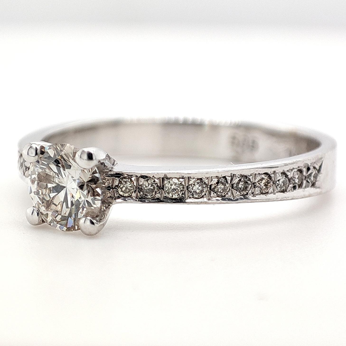 Art Deco NO RESERVE 0.63CTW Engagement Diamond Ring 14K White Gold For Sale