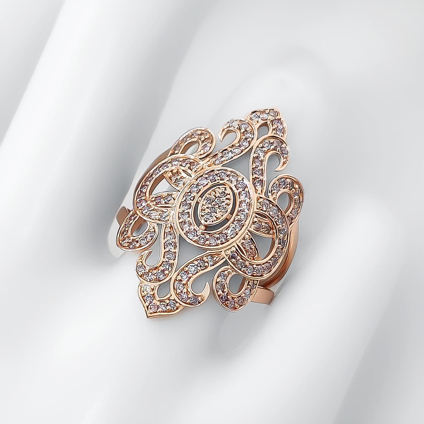 FOR CUSTOMERS FROM THE USA NO VAT

Indulge in the sheer allure of this enchanting ring, meticulously crafted with 14kt Rose gold. Embracing the essence of elegance, the ring showcases a stunning ensemble of 128 natural round brilliant diamonds,