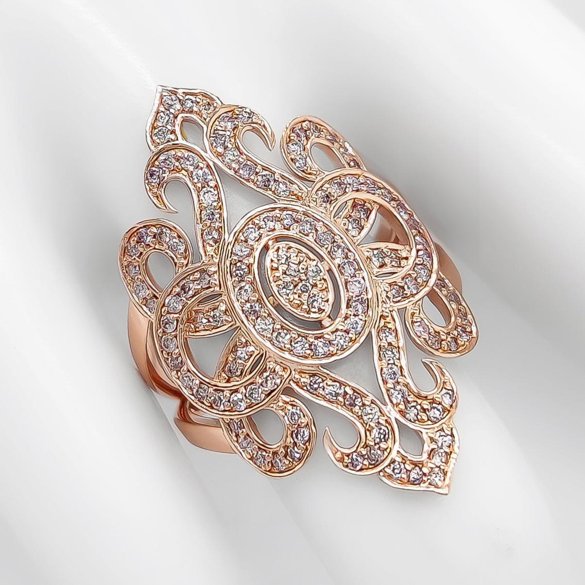 Round Cut 0.70 Carat Round Fancy Pink Diamond Ring 14k Rose Gold For Sale