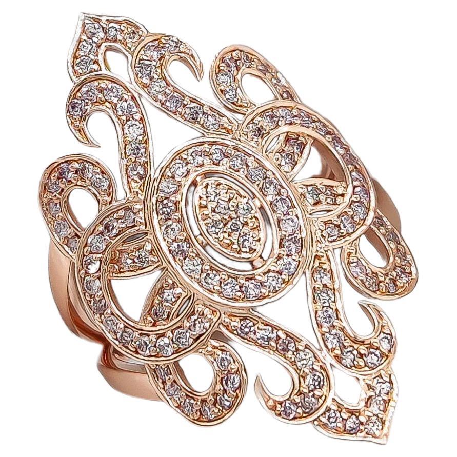 0,70 quilates Anillo de Diamante Rosa de Fantasía Redondo Oro Rosa 14k