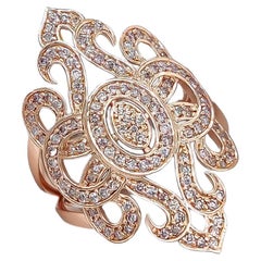 0.70 Carat Round Fancy Pink Diamond Ring 14k Rose Gold