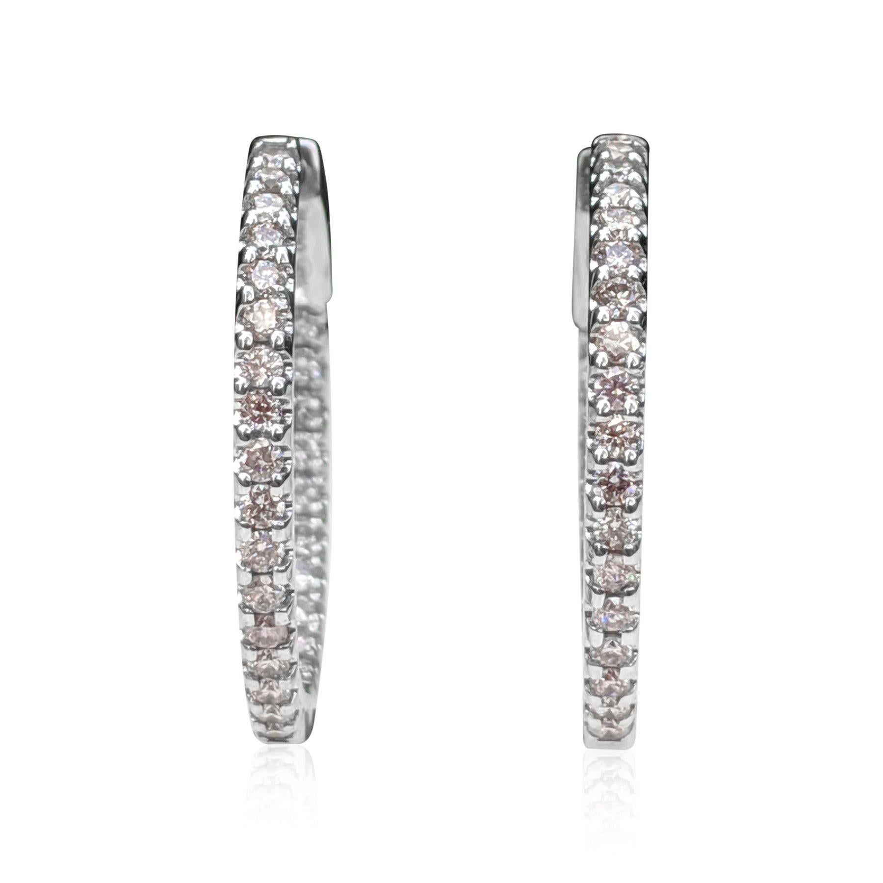 NO RESERVE! 0.70Cttw Fancy Pink Diamond - 14kt gold - White gold Earrings In New Condition For Sale In Ramat Gan, IL