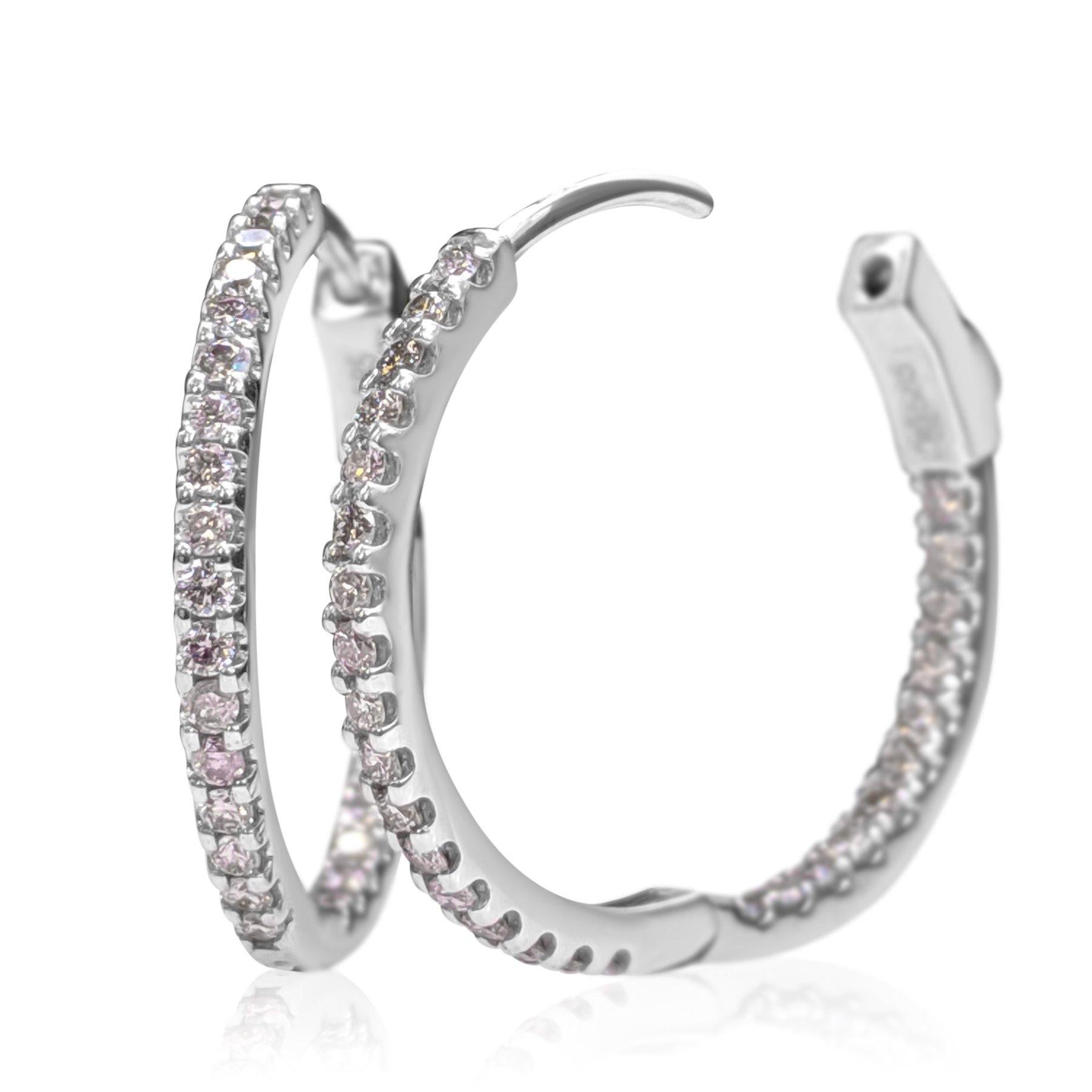 NO RESERVE! 0.70Cttw Fancy Pink Diamond - 14kt gold - White gold Earrings For Sale 1