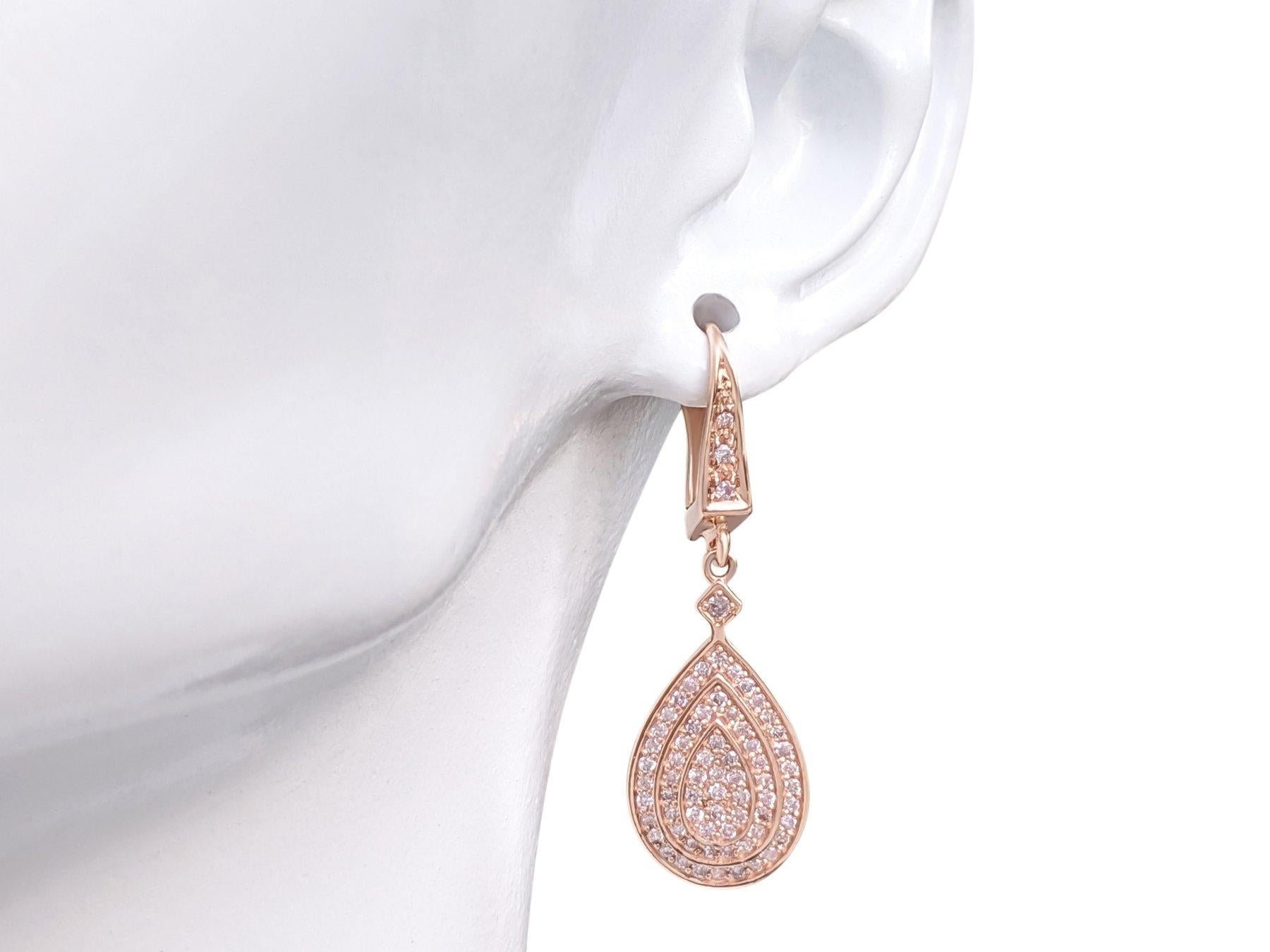 NO RESERVE! 0.75 Cttw Fancy Pink Diamond - 14kt gold - Rose gold - Earrings In New Condition In Ramat Gan, IL