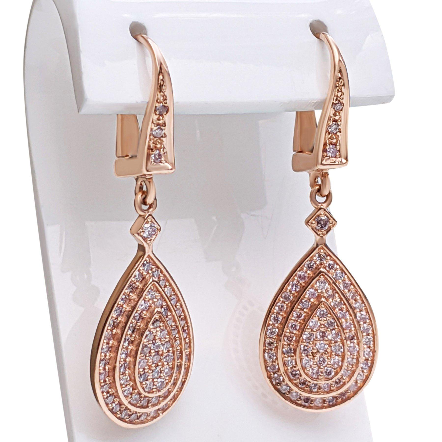 Women's NO RESERVE! 0.75 Cttw Fancy Pink Diamond - 14kt gold - Rose gold - Earrings