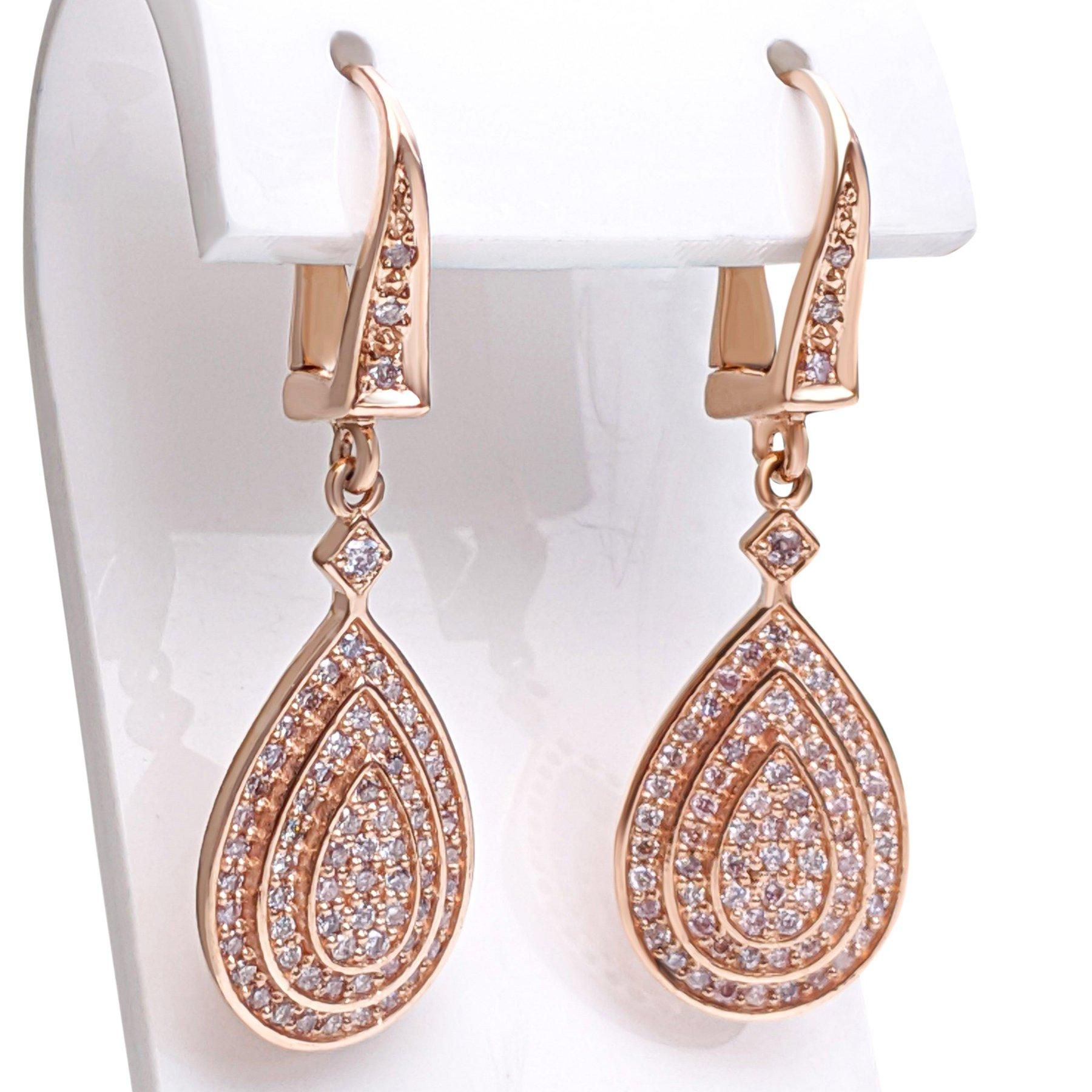 NO RESERVE! 0.75 Cttw Fancy Pink Diamond - 14kt gold - Rose gold - Earrings 1