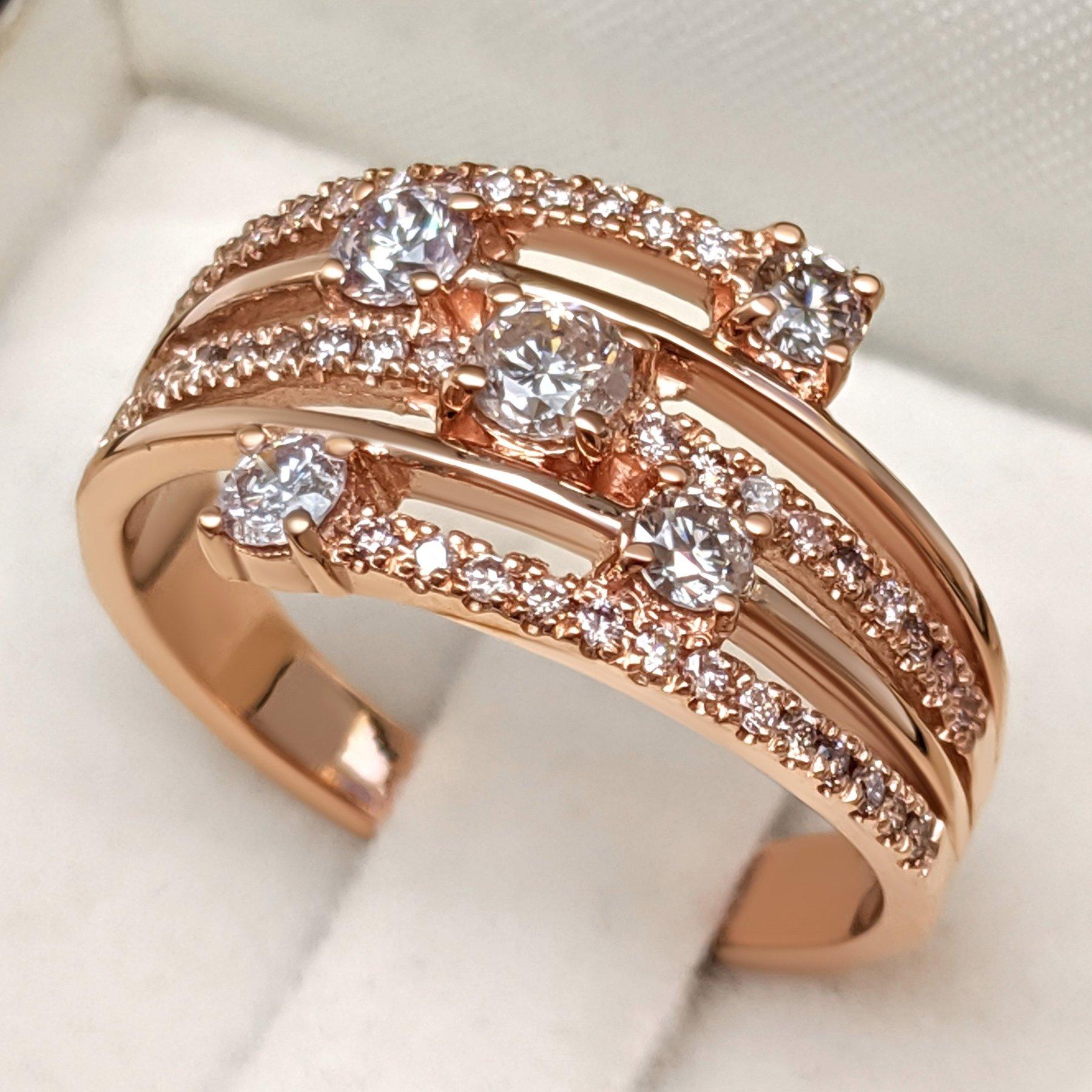 Women's NO RESERVE! - 0.80 Carat Pink Diamonds - 14K Rose Gold - Ring For Sale