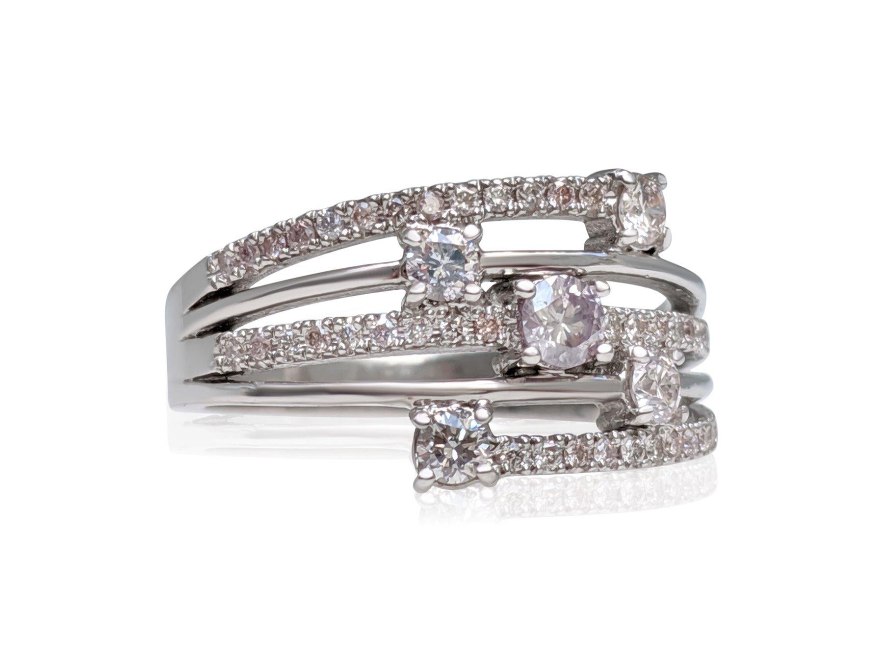 Round Cut NO RESERVE!  -  0.80 Carat Pink Diamonds - 14K White Gold - Ring For Sale