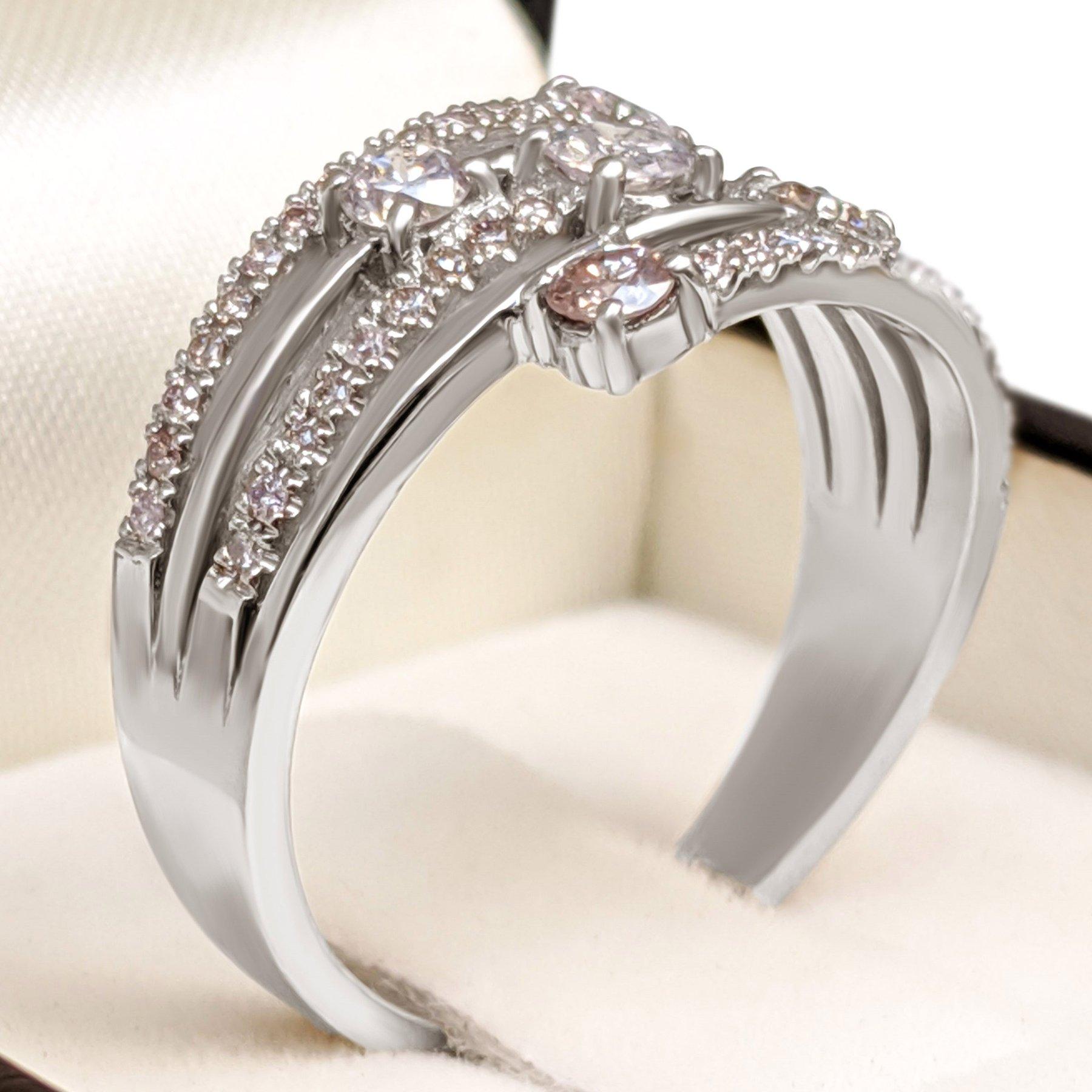 Women's NO RESERVE! - 0.80 Carat Pink Diamonds - 14K White Gold - Ring For Sale