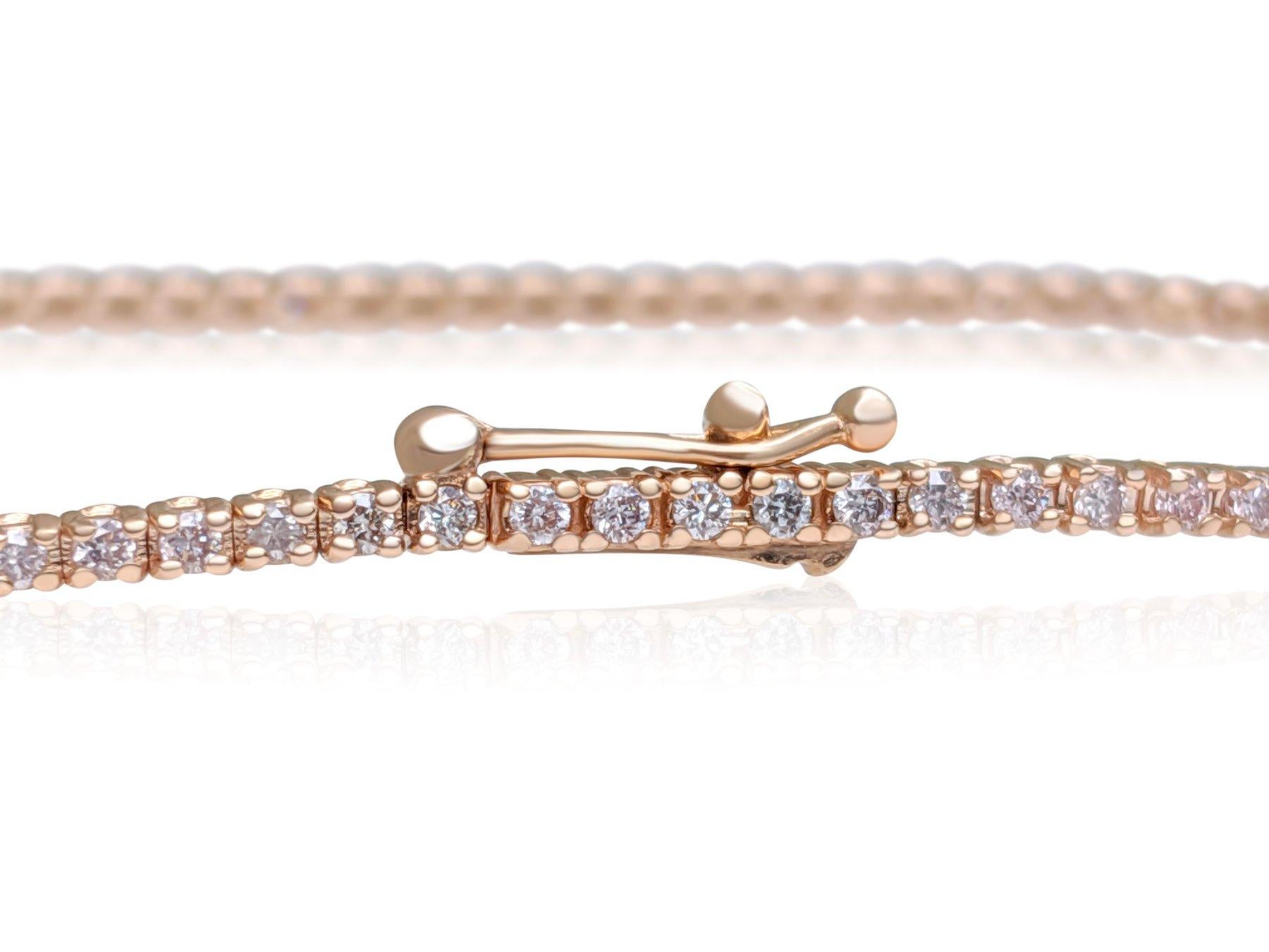 KEIN RESERVE! 0.80Ct Fancy Light Pink Diamond Tennis 14K Roségold-Armband 1