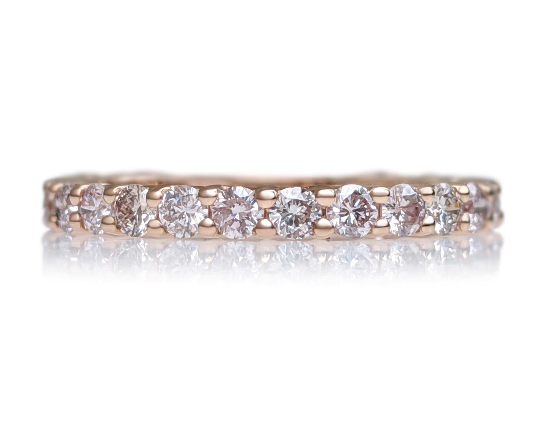 Women's $1 NO RESERVE! 0.93 Carat Pink Diamonds 3/4 Eternity Band 14K Rose Gold For Sale