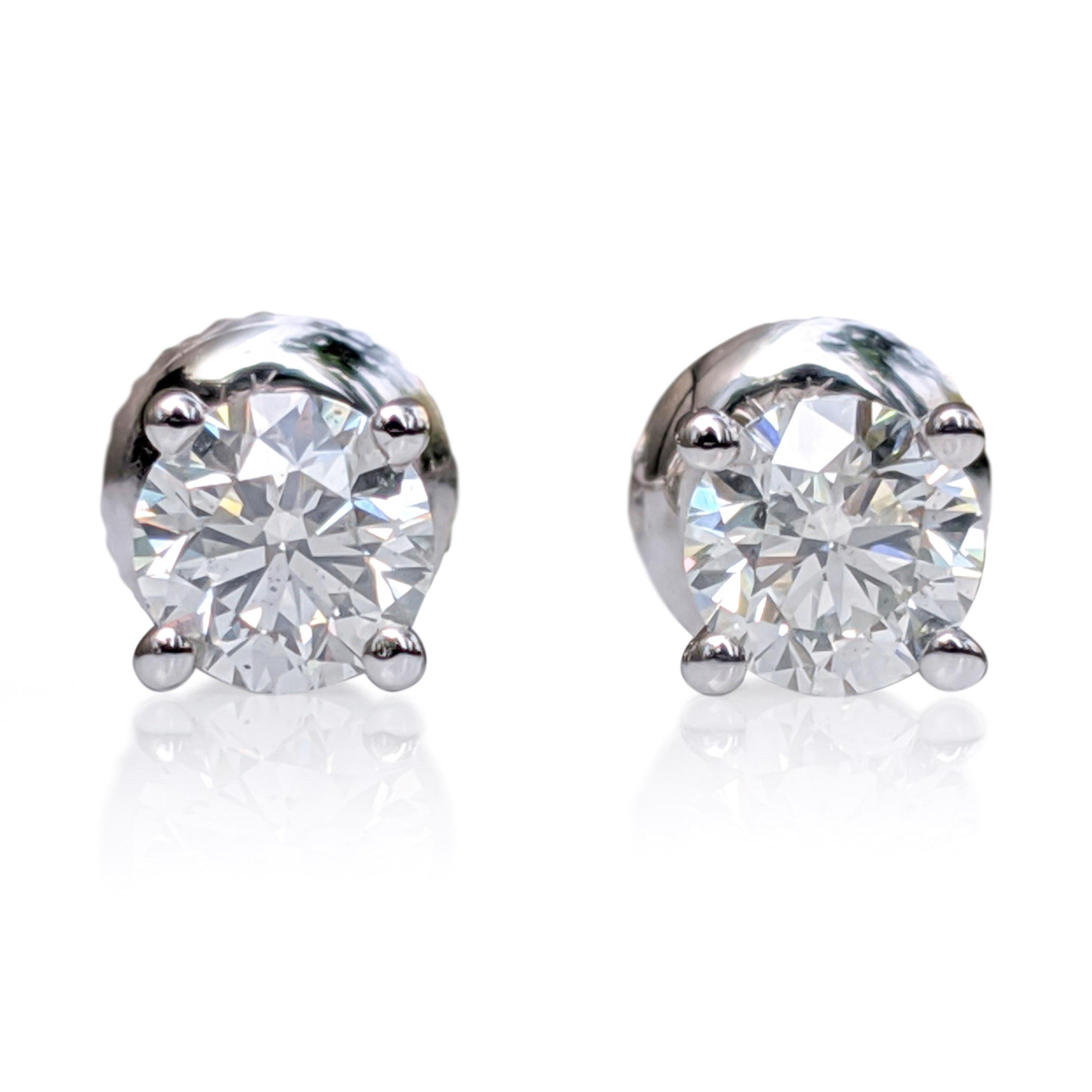 Art Deco NO RESERVE! 1.00 Carat Diamond - 14 kt. White gold - Earrings For Sale