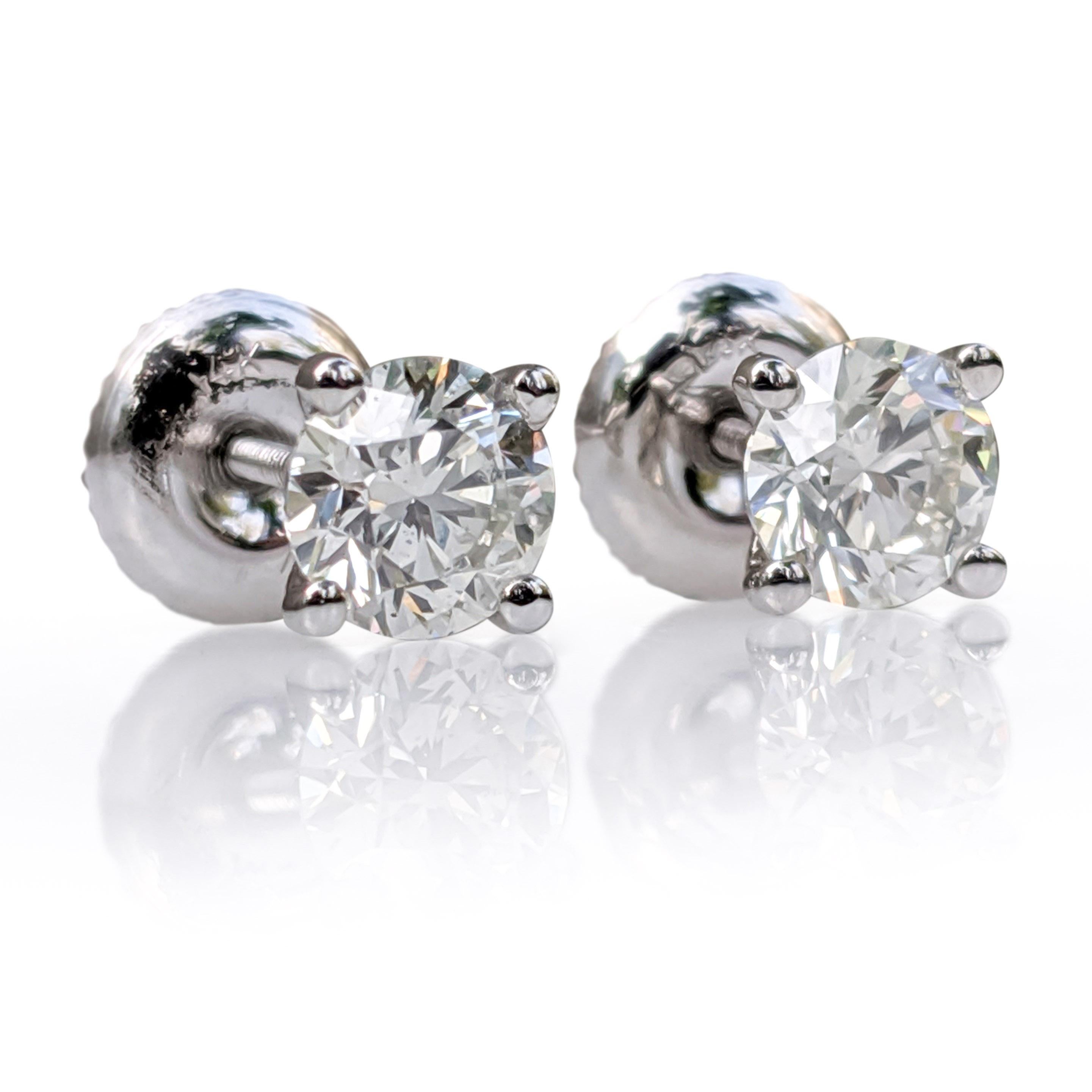 NO RESERVE! 1.00 Carat Diamond - 14 kt. White gold - Earrings In New Condition For Sale In Ramat Gan, IL
