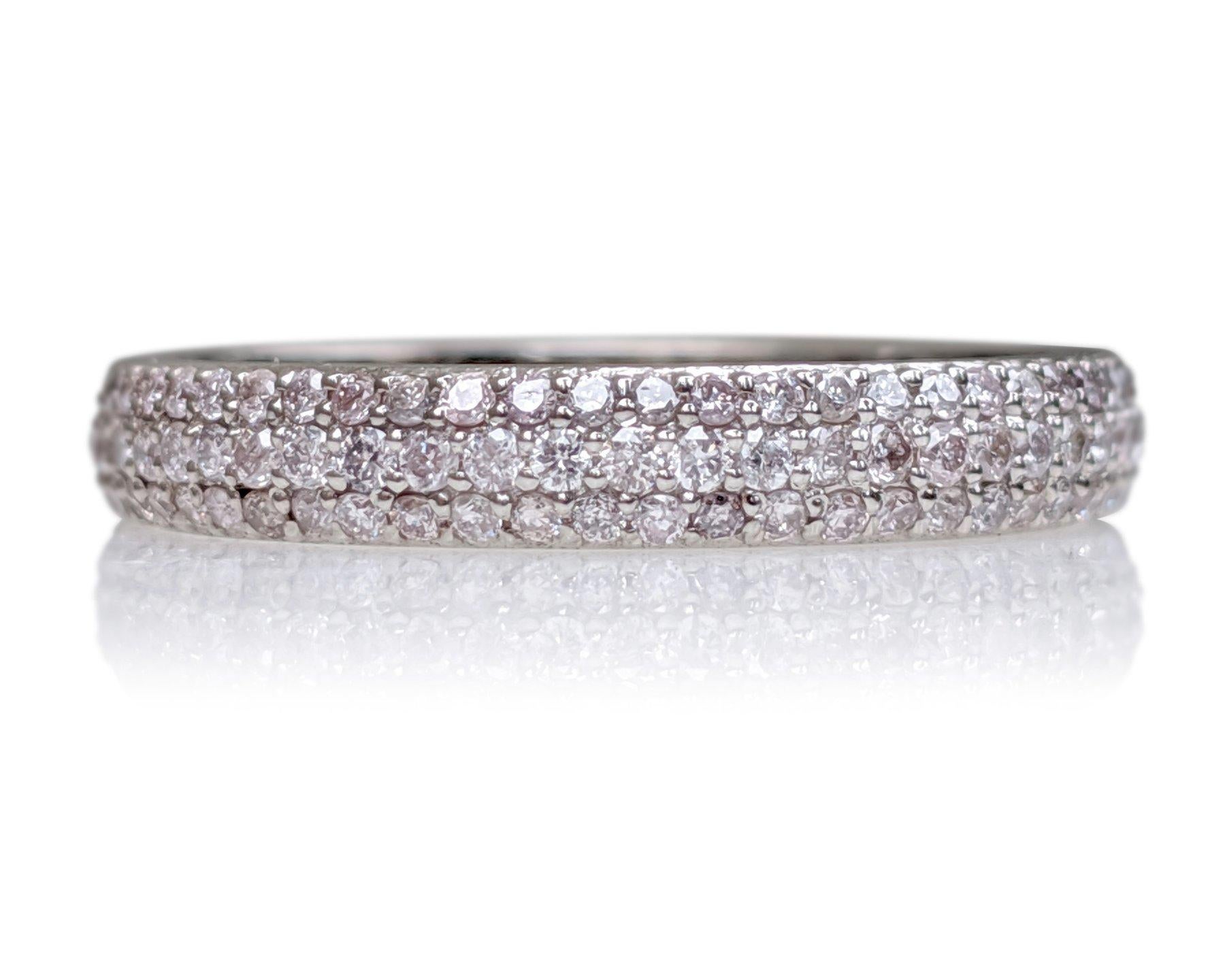 Women's NO RESERVE! 1.00Ct Fancy Pink Diamonds Eternity Band - 14 kt. White gold - Ring For Sale