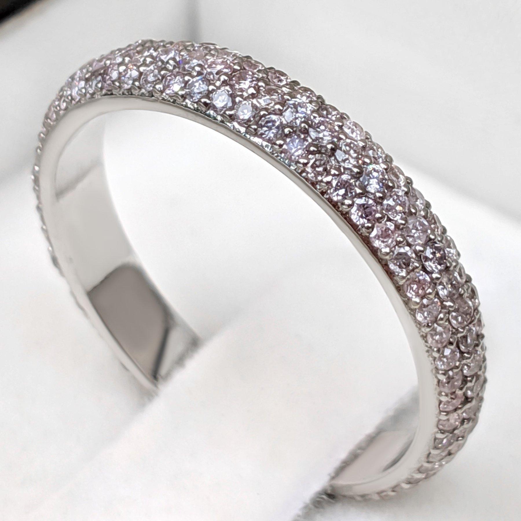 NO RESERVE! 1.00Ct Fancy Pink Diamonds Eternity Band - 14 kt. White gold - Ring For Sale 1