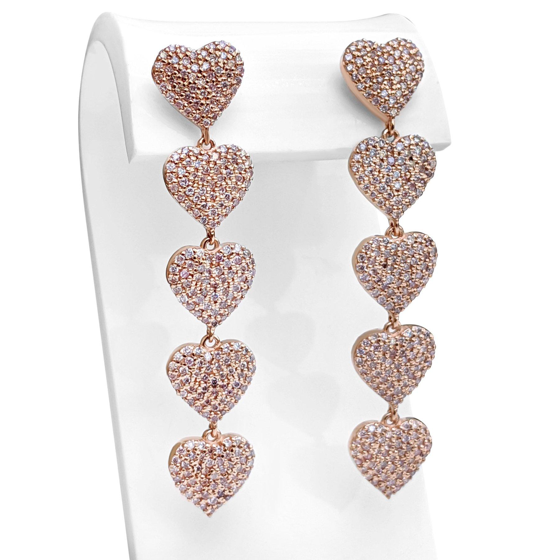 Women's NO RESERVE! 1.00Cttw Fancy Pink Diamonds - 14 kt. Rose gold - Earrings